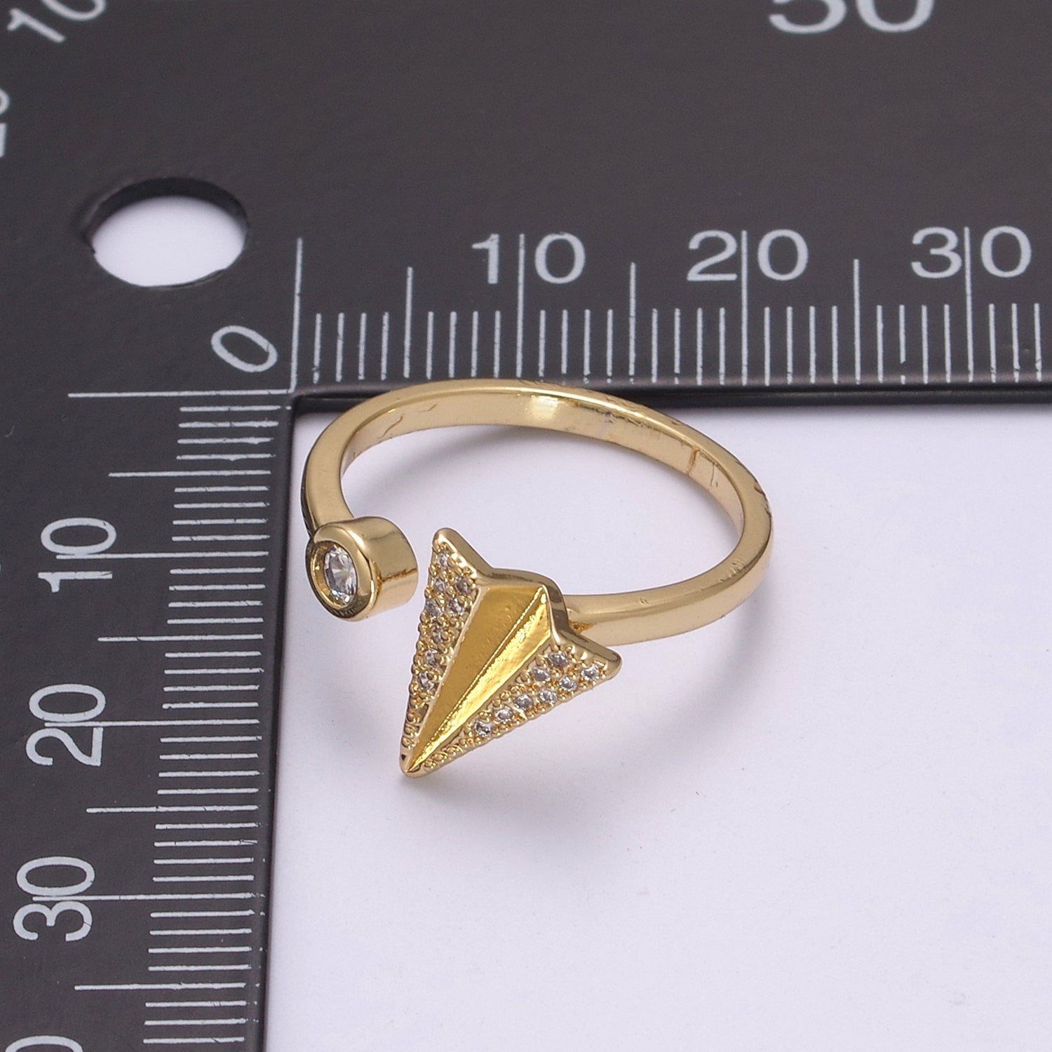 Dainty Cz Paper Plane Ring Round Cuff Ring Open Adjustable Airplane Travel Gold Ring U-161 - DLUXCA