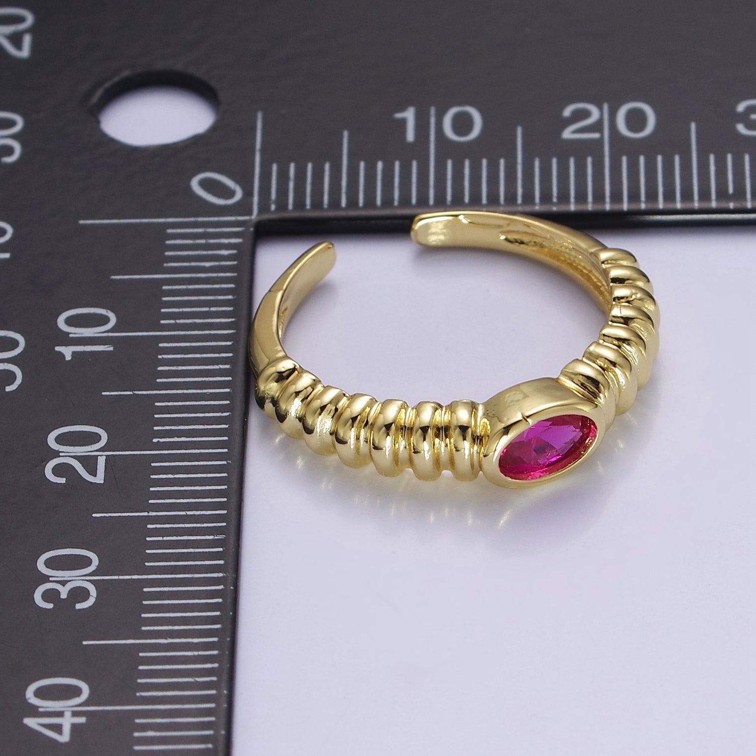 Minimalist Fuchsia Ring Open Adjustable Ring V-338 - DLUXCA