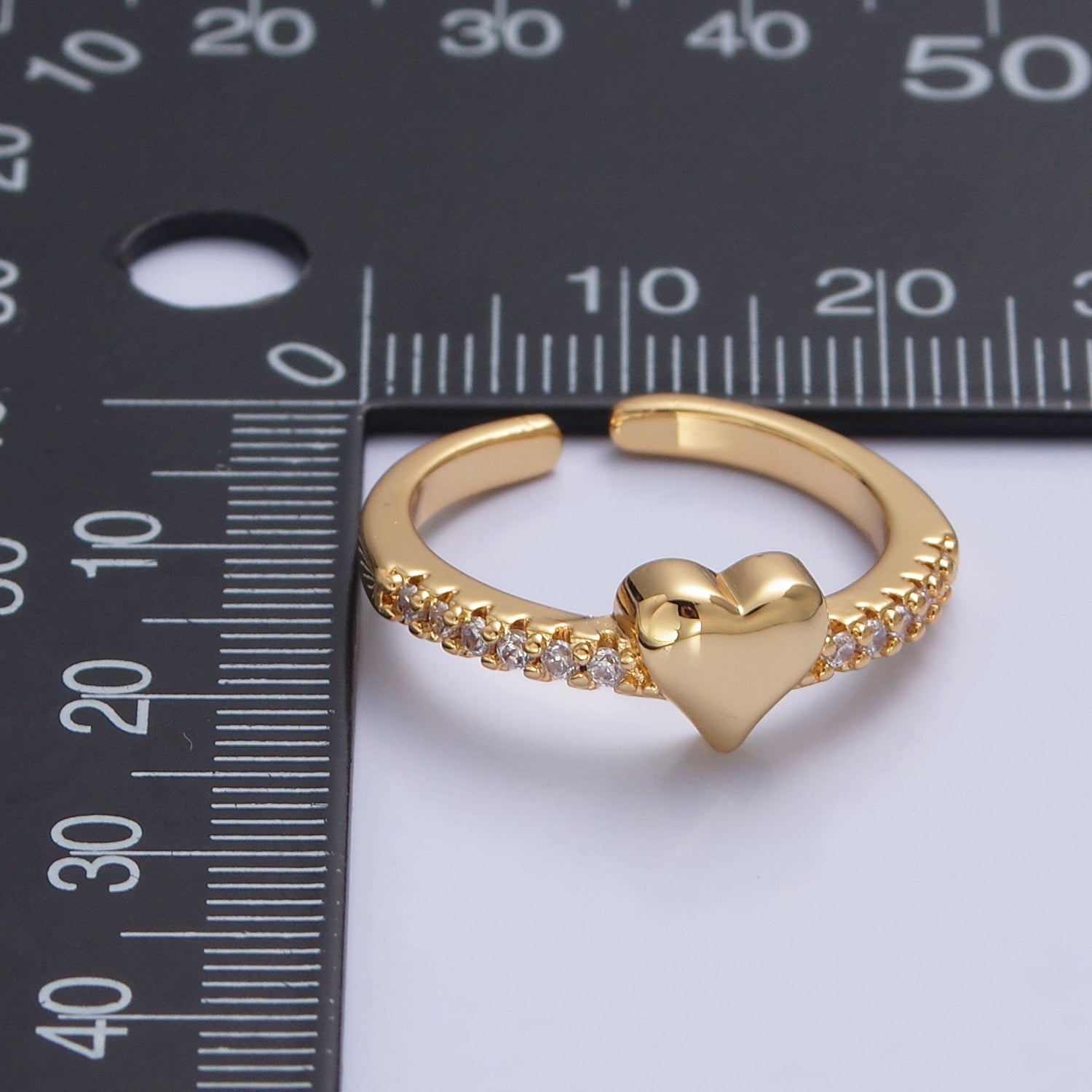 Dainty Heart Pave Ring Gold Silver CZ Ring Minimalist Jewelry V-356 V-357 - DLUXCA