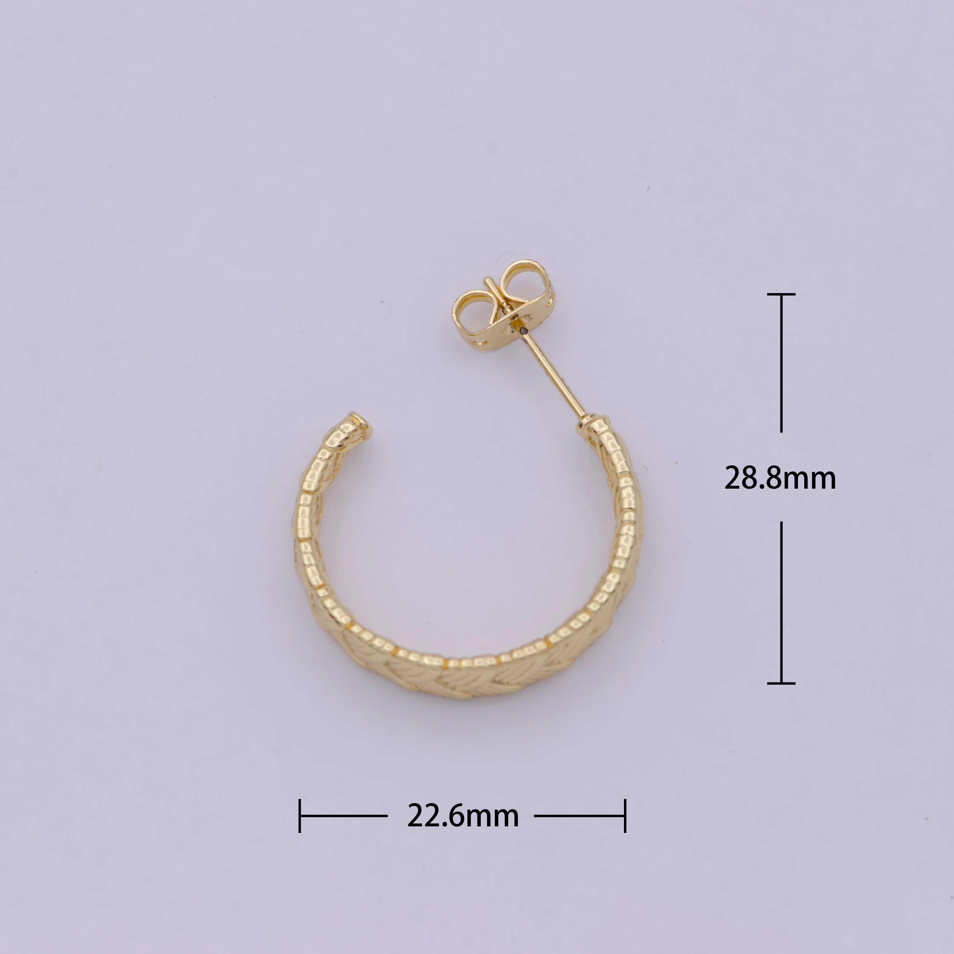 Pair of Gold Braided Minimal Hoop Earrings- Silver Woven Design Minimalist Bohemian Earrings - DLUXCA