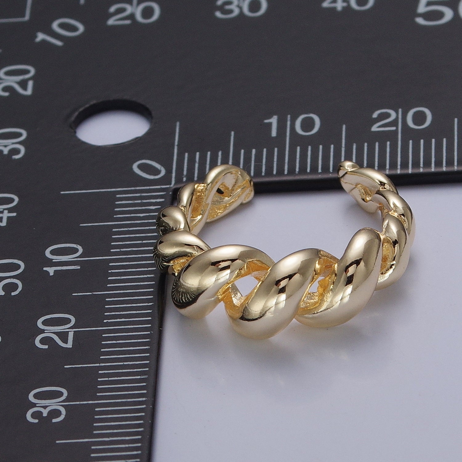 Gold Twisted Ring, Twist Ring, Spiral Gold Ring, Twined Ring Midi Ring Stackable Jewelry P-317 - DLUXCA