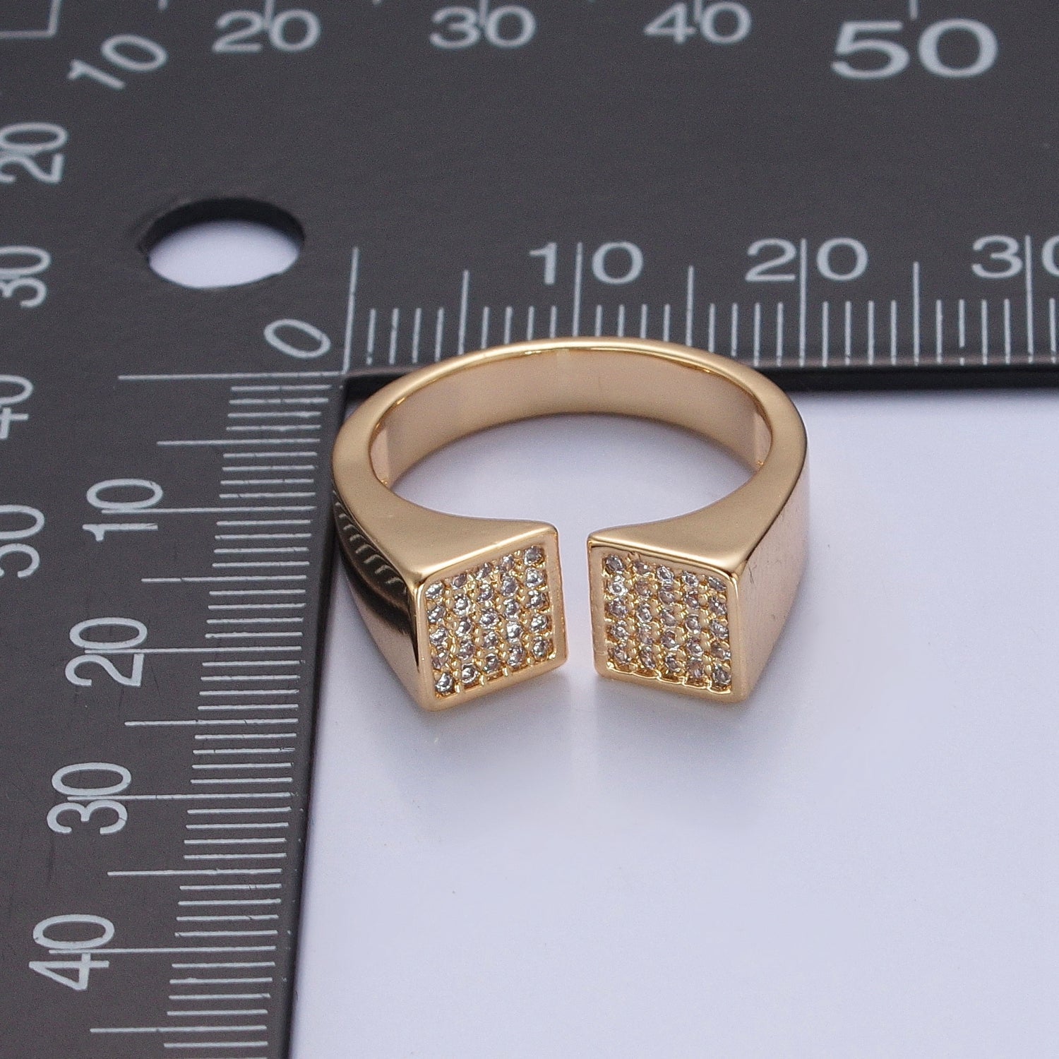 24k Gold Filled Micro Pave CZ Open Ring in Silver & Gold V508 V509 - DLUXCA