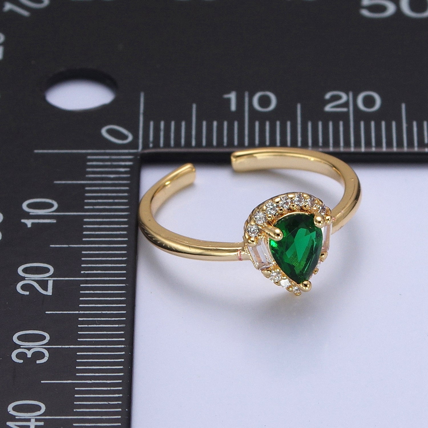 Emerald Green Teardrop CZ Promise Ring  P-325 - DLUXCA