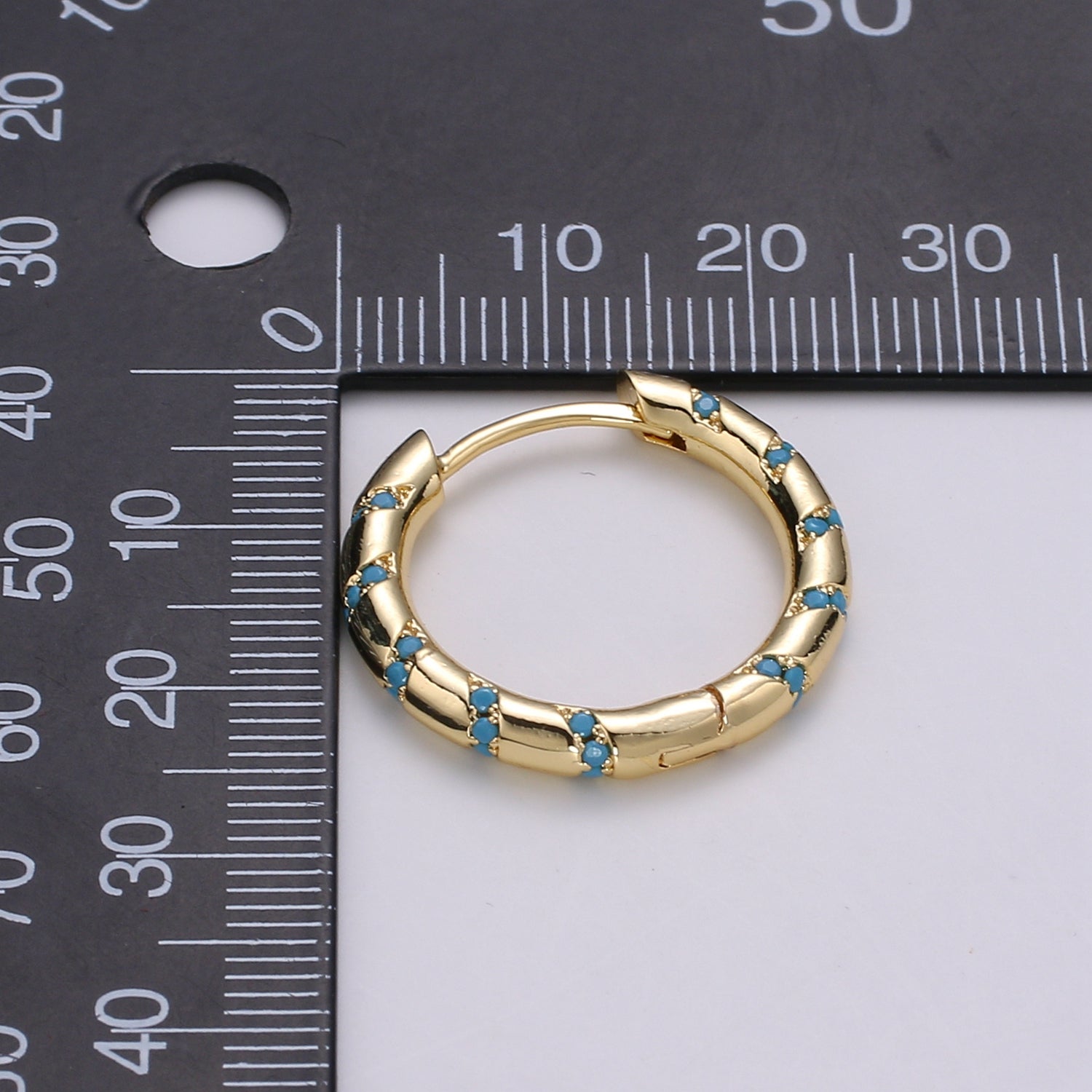 1 pair Hoops - Pink, Teal, Blue, Green, Clear, Multi-color Zirconia or White Gold CZ earrings - 24K Gold Huggie hoops Q361 - DLUXCA