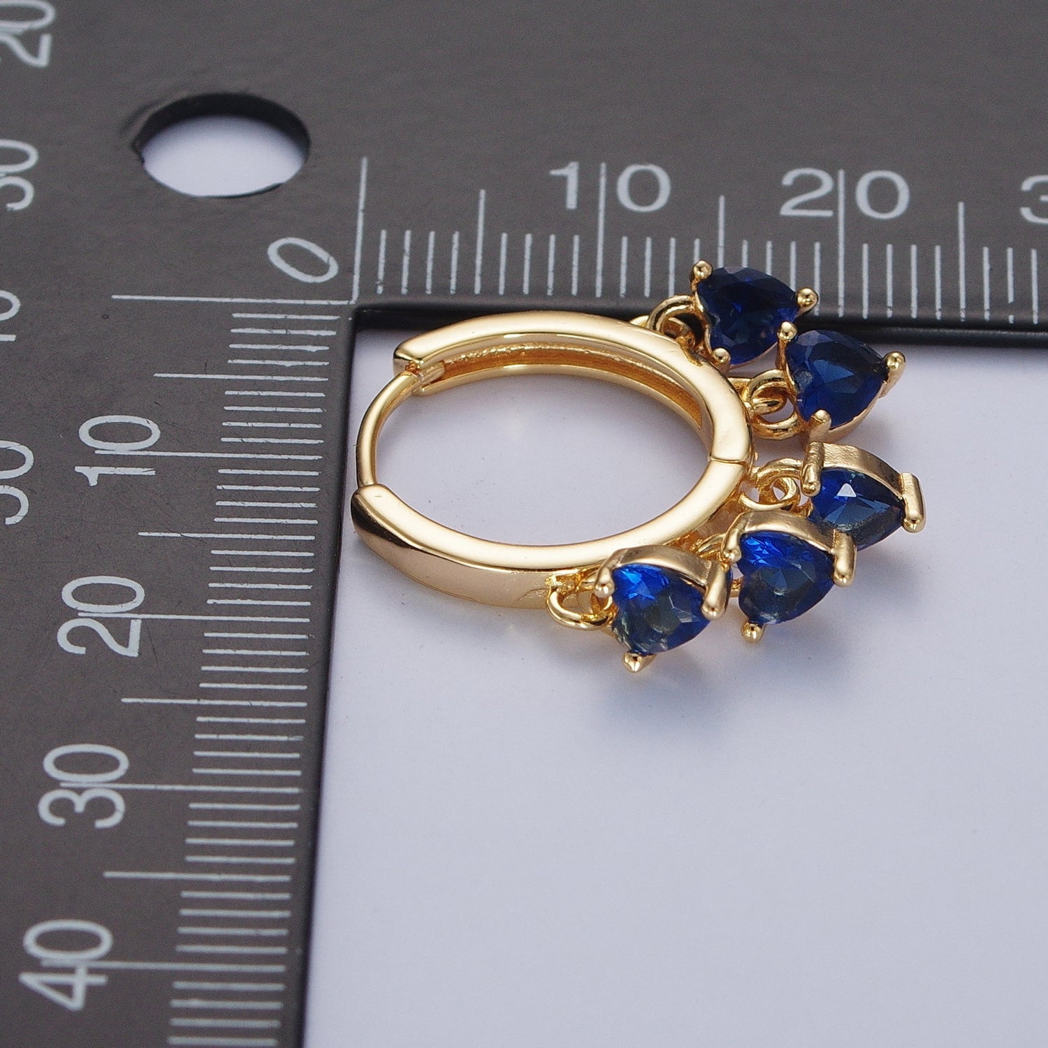 24K Gold Filled Four Heart Cubic Zirconia Charm Huggie Hoop Earrings T108-T111 X835 X836 - DLUXCA