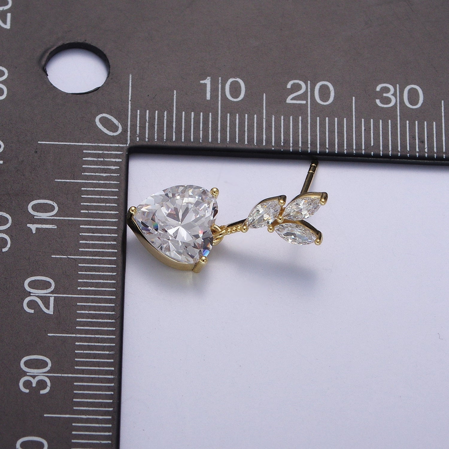 14K Gold Filled Heart Marquise Cubic Zirconia Dangle Drop Stud Earrings | Y057 - DLUXCA