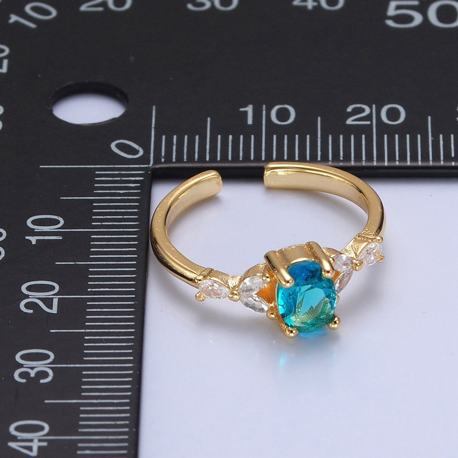 Teal Oval Cubic Zirconia Promise Ring P319 - DLUXCA