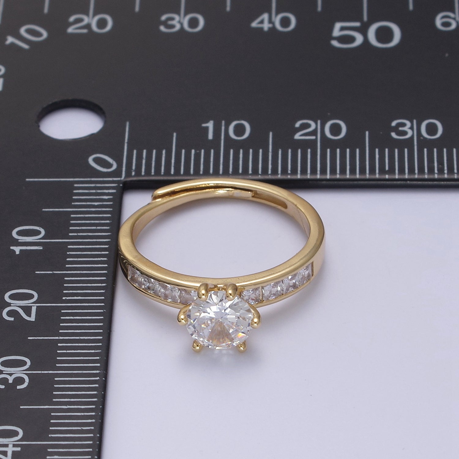 Gold solitaire ring for women with cubic zirconia stones engagement ring U-492 - DLUXCA