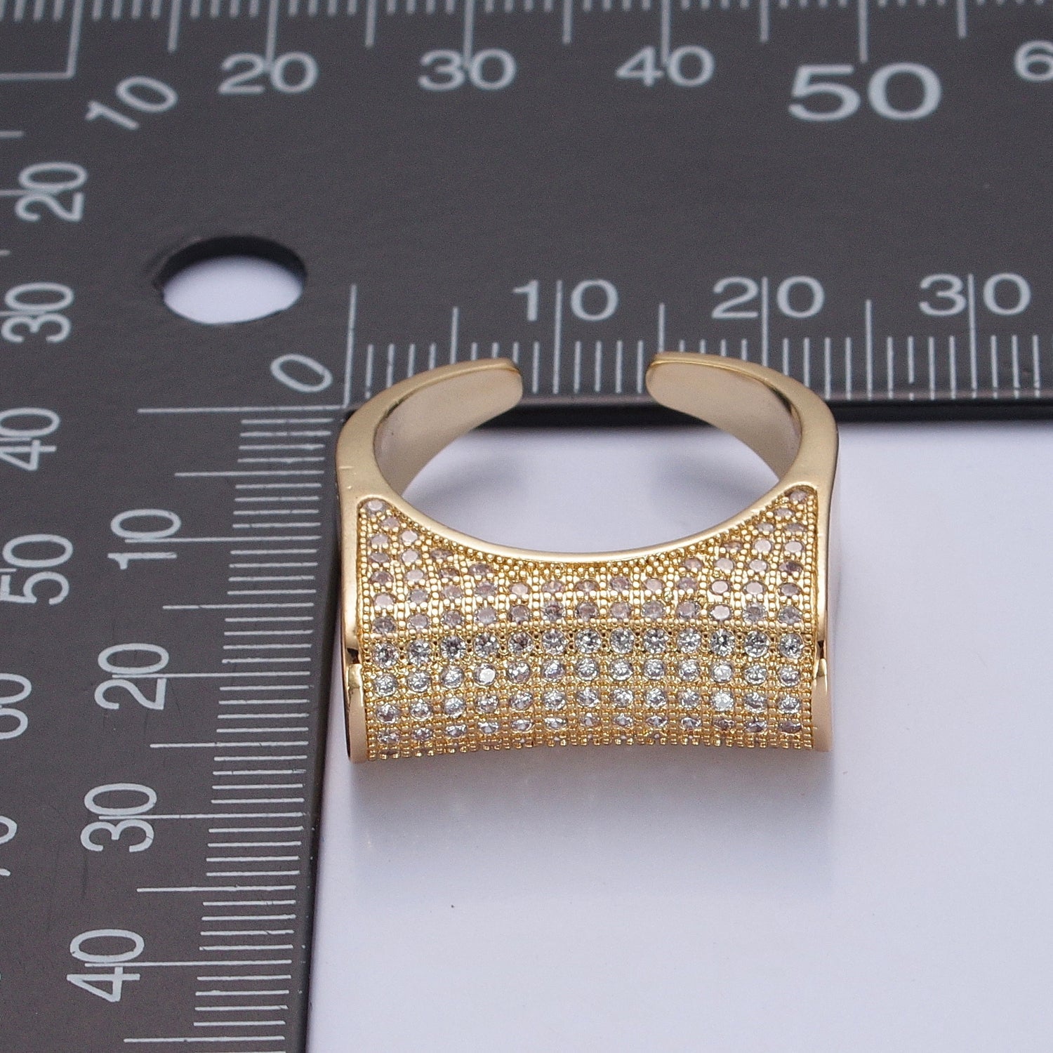 24K Gold Filled Micro Pave CZ Signet Ring in Silver & Gold V502 V503 - DLUXCA