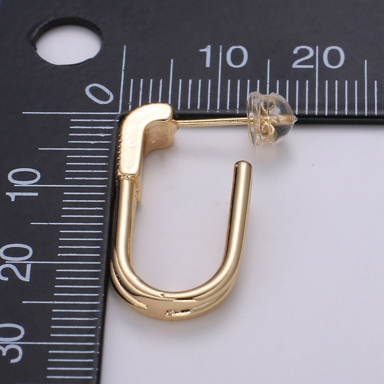 Chunky Earring 18K Gold U Shaped Huggie Dangle Drop Earrings With For Wholesale Jewelry Supplies & Earring Findings Q455 - DLUXCA