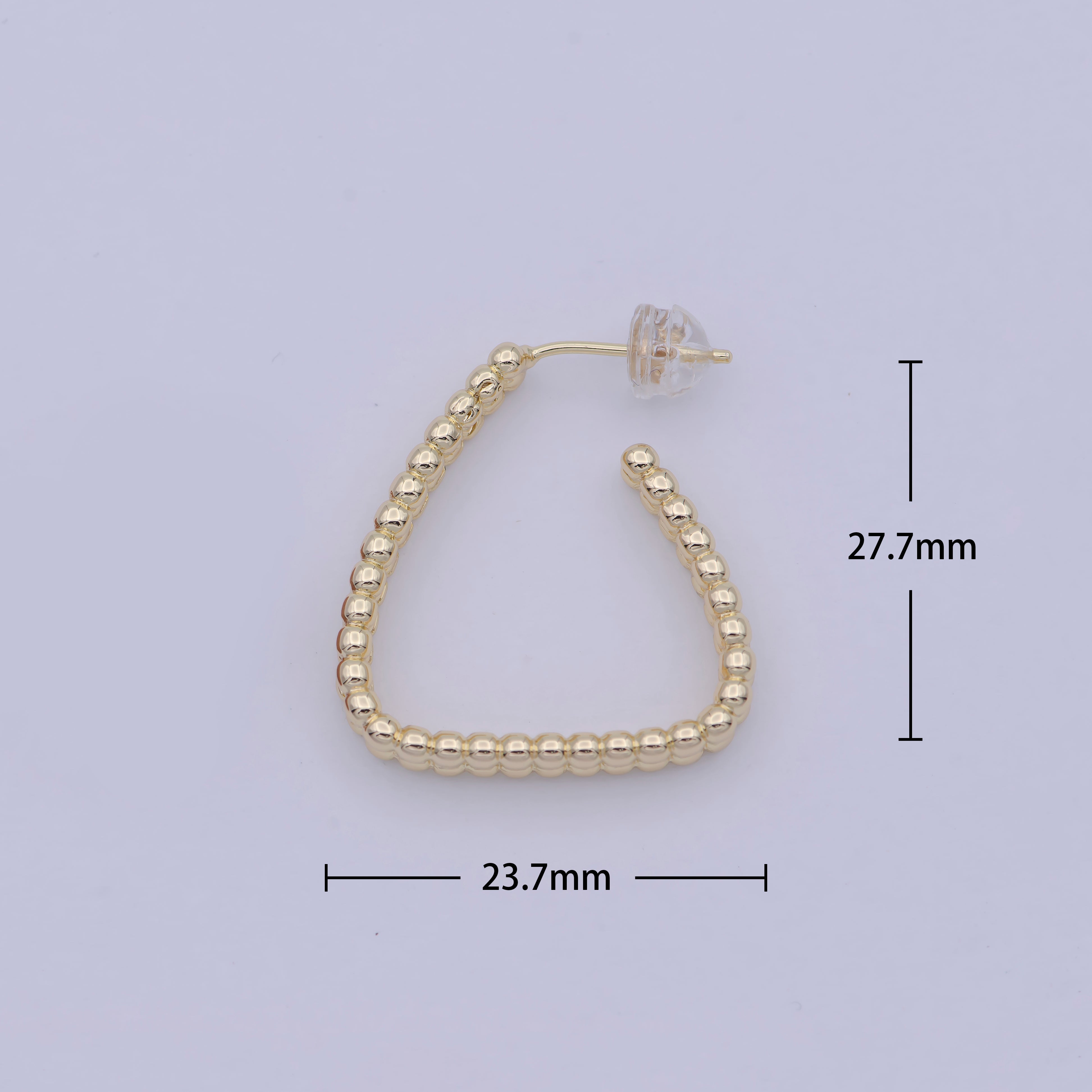 1 Pair Minimalist Gold Filled Beaded Geometrical Triangle Shape Earring - 18k gold Filled Hoop triangle Earring - DLUXCA