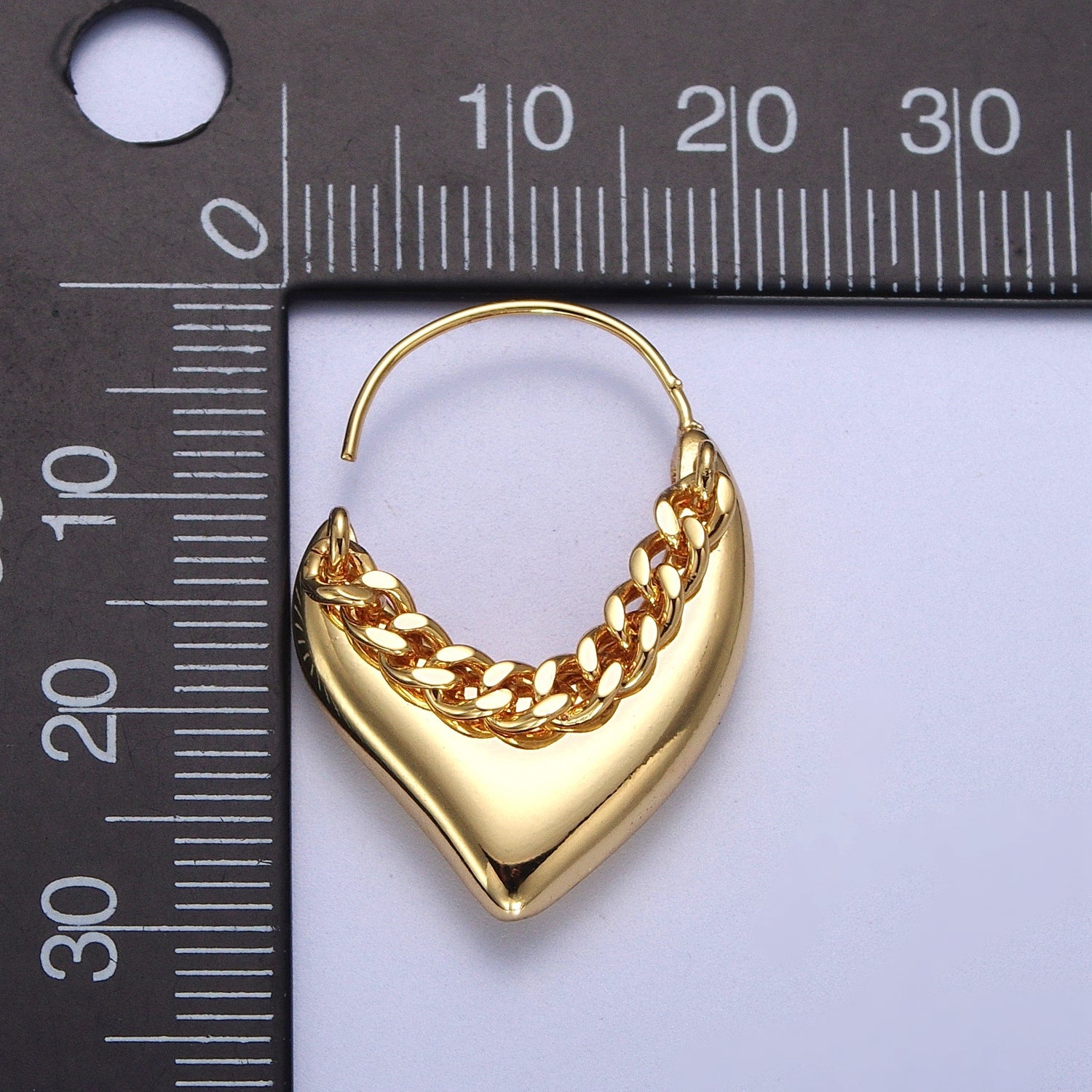 24K Gold Filled Geometric Hanging Heart Earring Open Hoop Stud Earrings in Gold Silver | G102 G105 - DLUXCA