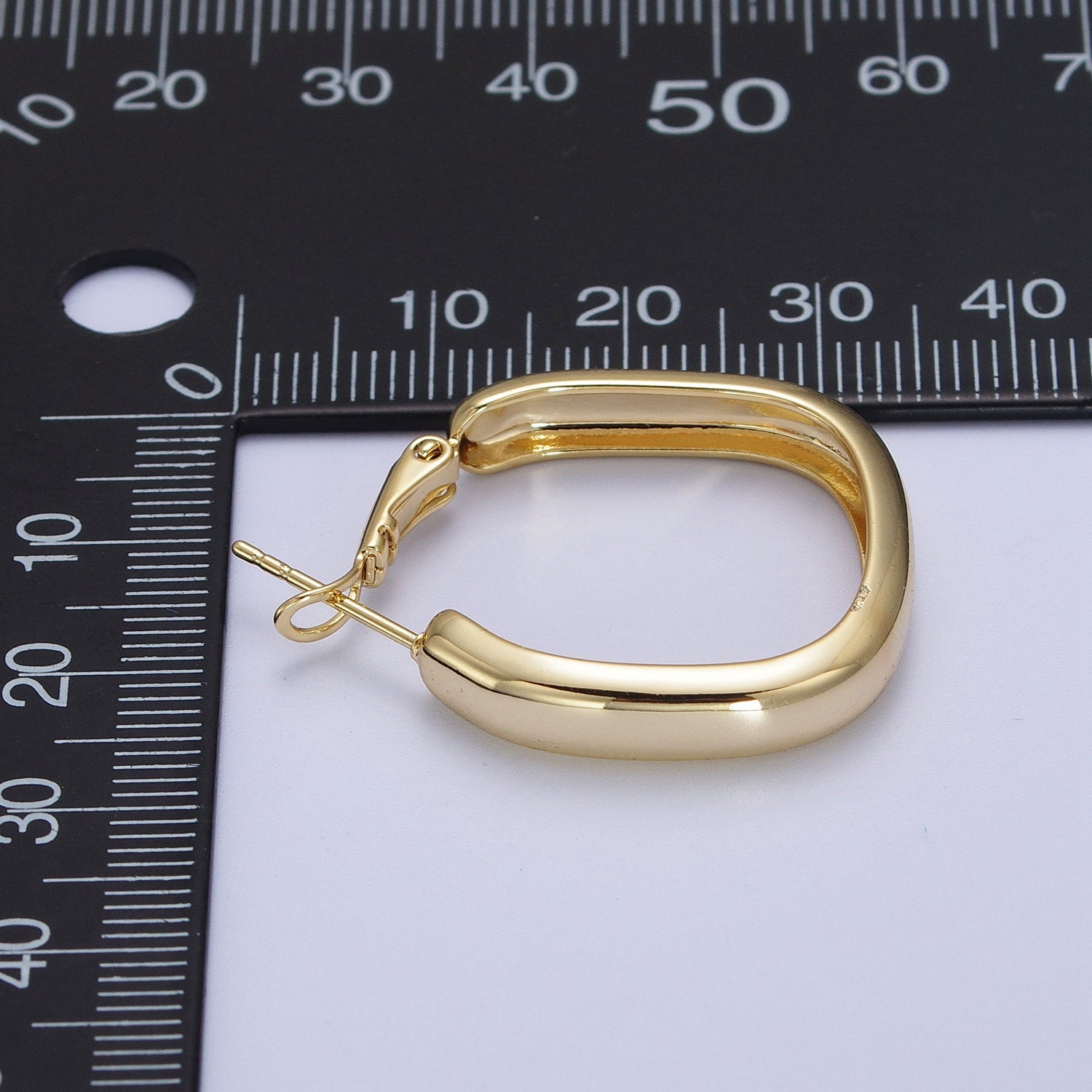 24K Gold Filled Geometric Boxy Block Latch Hoop Earrings | Y287 - DLUXCA