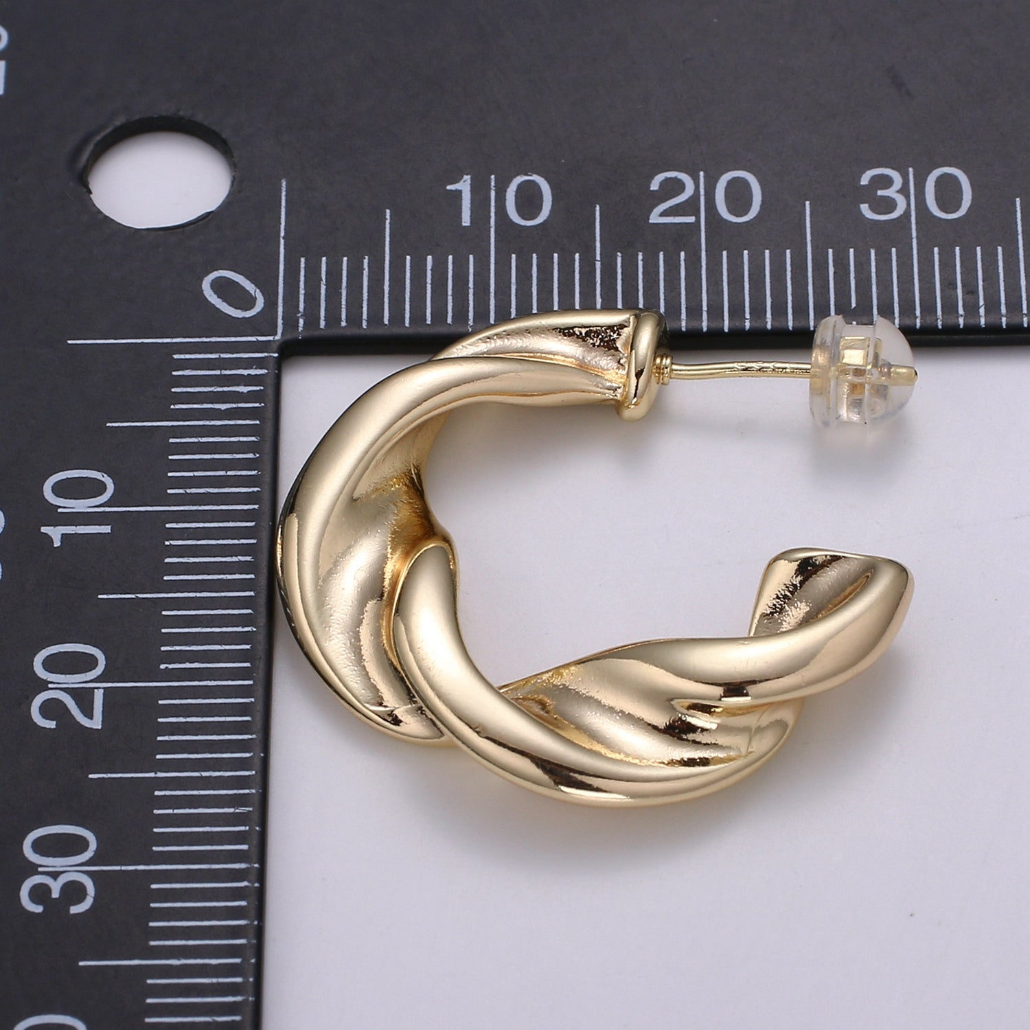 Twisted Design 18K Gold Stud Earring, Rose Gold Wavy Earring for DIY Earring Craft Supply Jewelry Making Q459 - DLUXCA