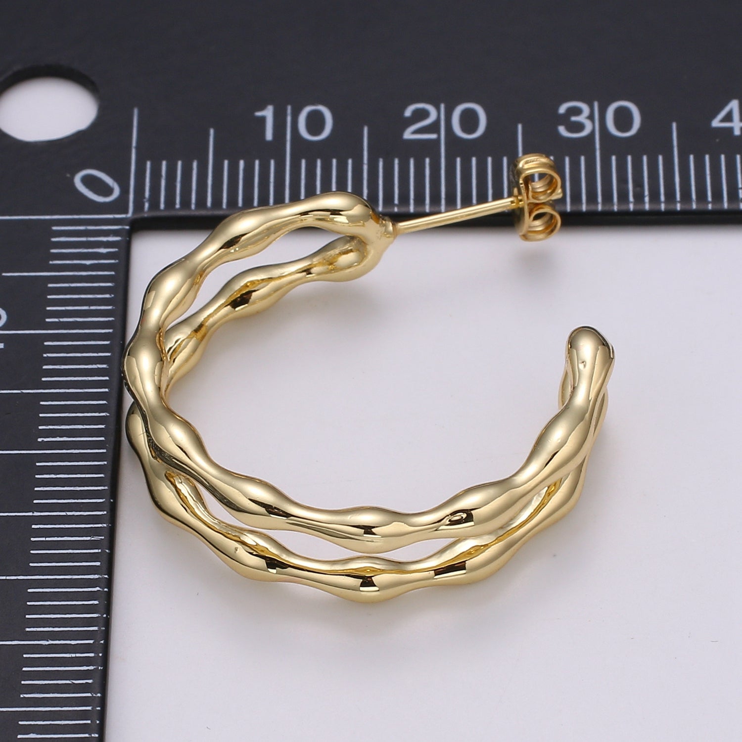 24k Gold Hoop Earring Jewelry, Chunky Hoop Earrings, Gold Hammered Hoops, 28x33mm Hoop Earrings - DLUXCA