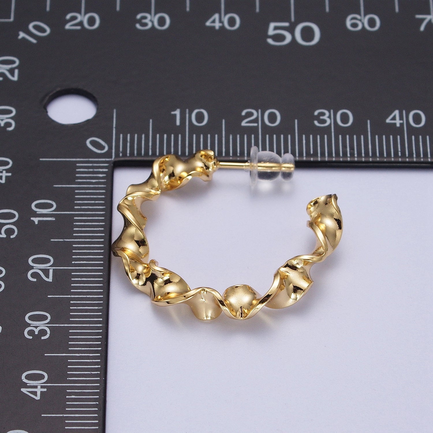 Modern Gold Hoop Earrings, Gold Hoops, Bold Hoop Earrings, Twisted Hoop Earrings, Dainty Hoops, Hammered Rustic Earring G-399 - DLUXCA