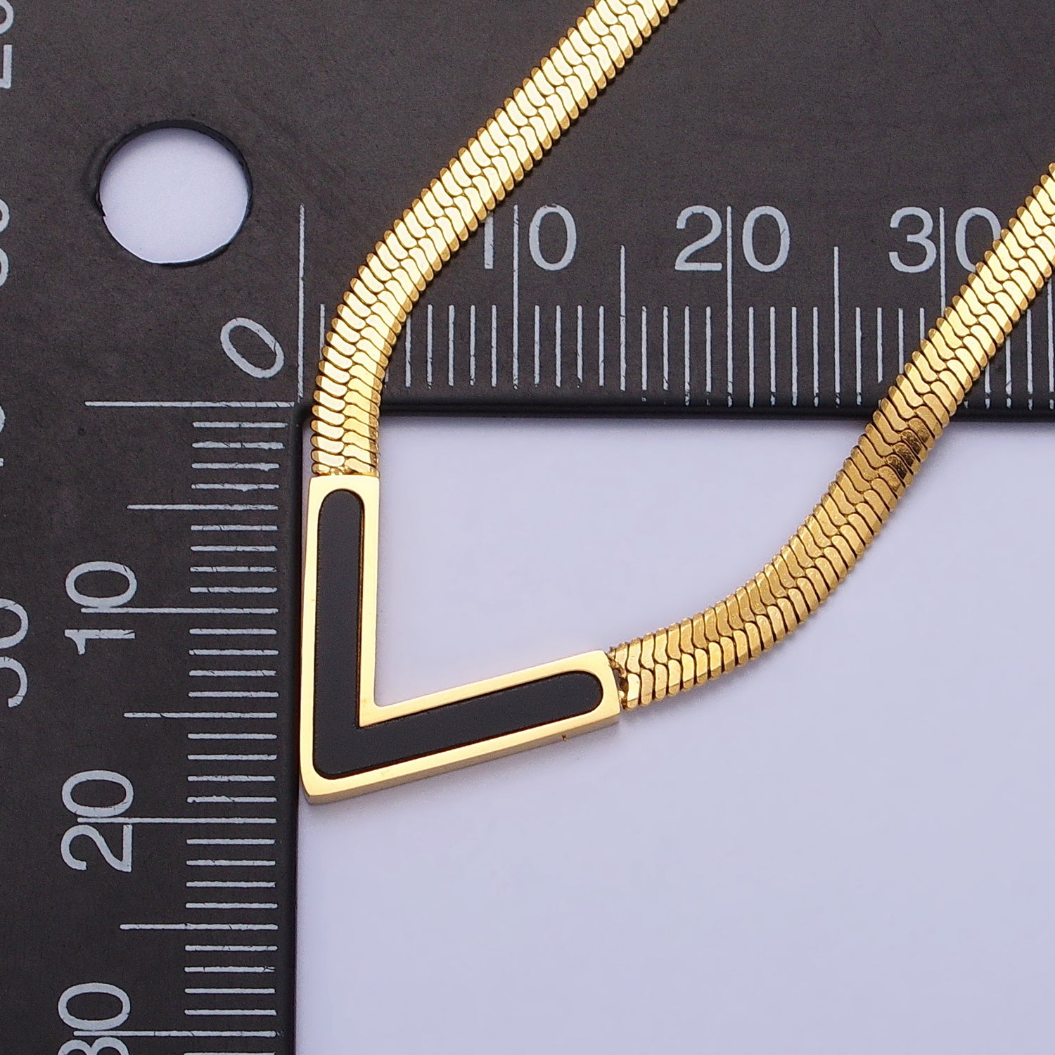 Stainless Steel Black Arrow 3mm Snake Herringbone 17 Inch Geometric Chain Necklace | WA-1628 - DLUXCA