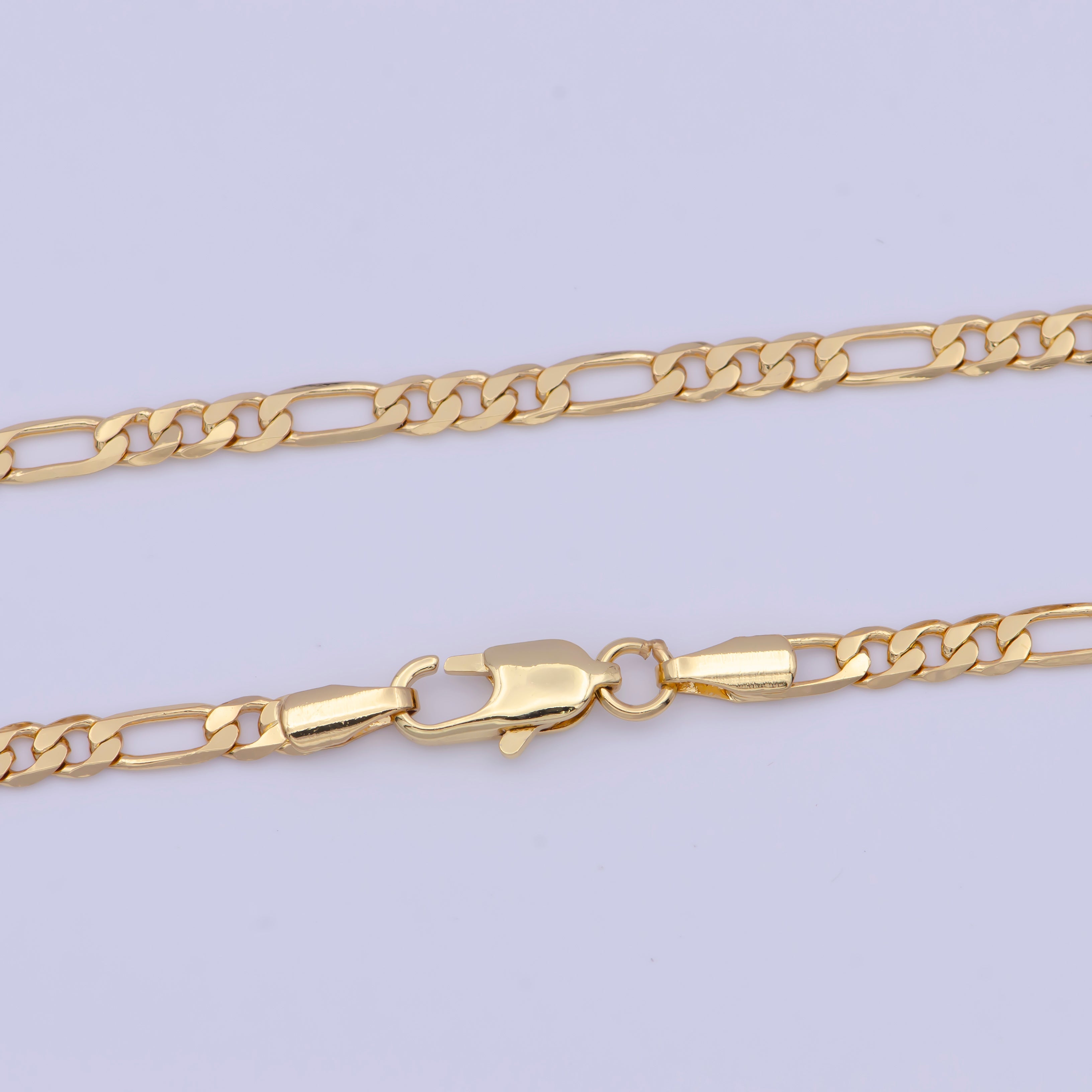 Ready to Use Gold Filled Figaro Necklace Chain, Layering Figaro Chain, Dainty 3.3mm Figaro Necklace w/Lobster Clasps | WA-1363 WA-1407 WA-1408 - DLUXCA