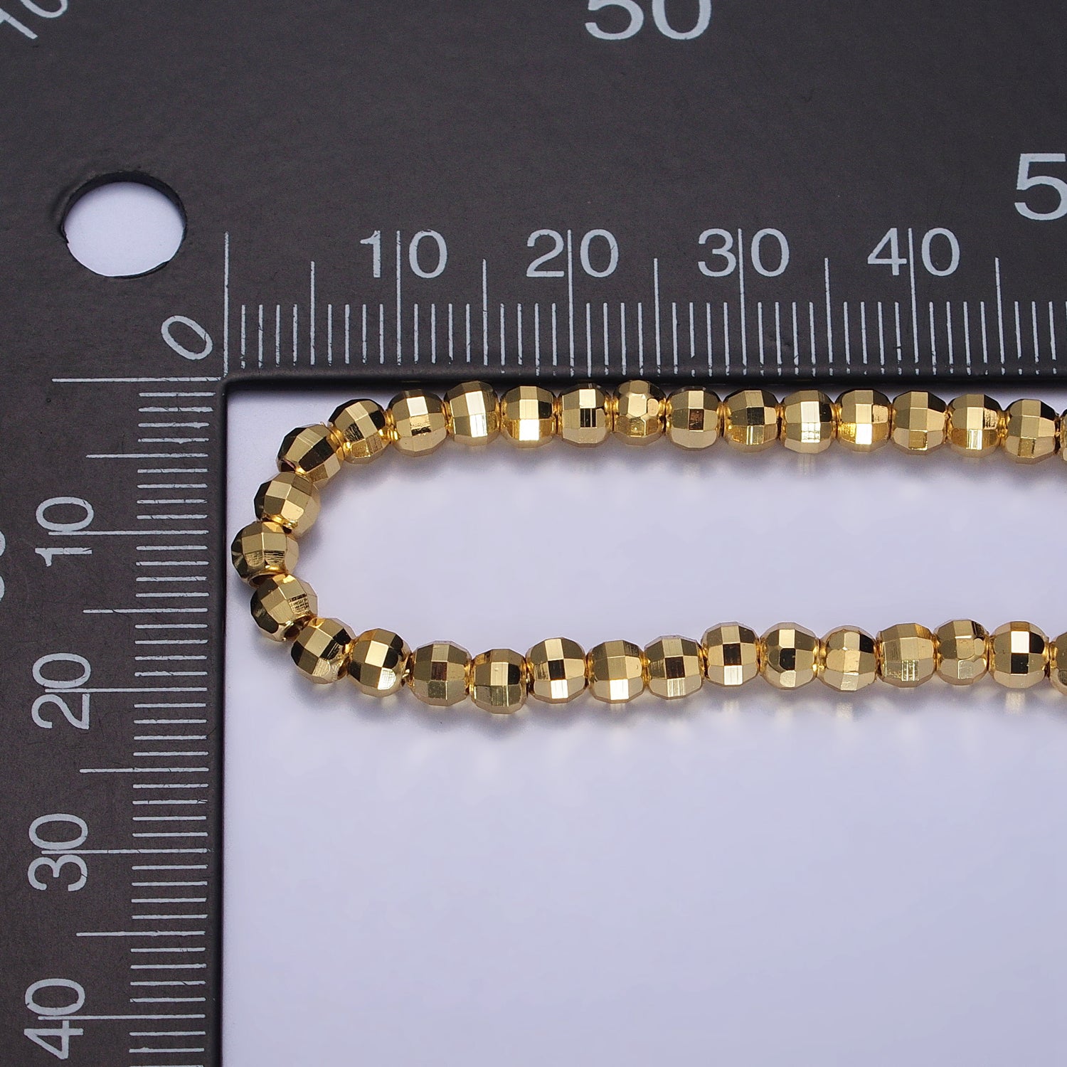 17.5 Inch Gold, Silver 3.5mm, 2.5mm Multi faceted Disco Ball Bead Chain Necklace | WA-1564 WA-1565 - DLUXCA