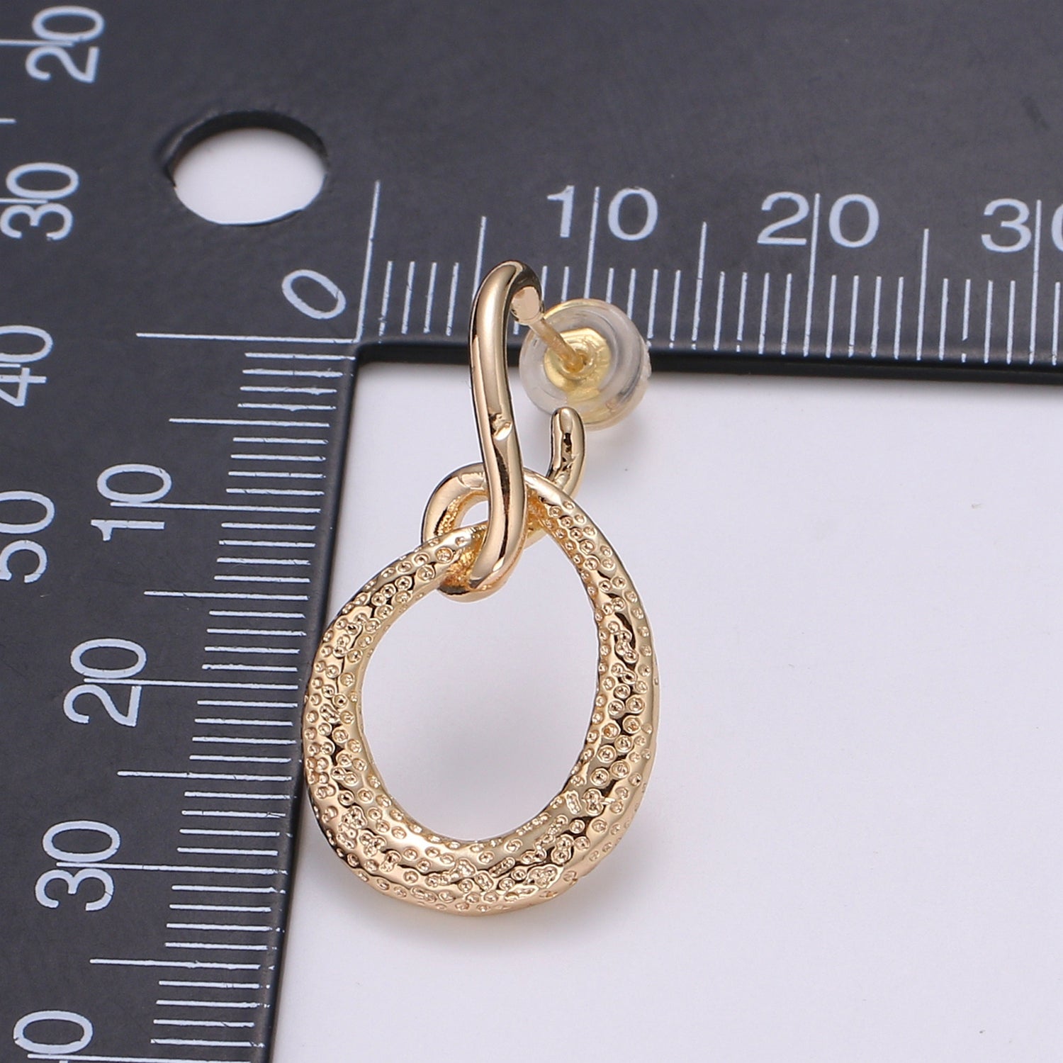Lasso Design 18K Gold Stud Earring, Rose Gold Pounded Round Earring, Modern design for DIY Earring Craft Supply Jewelry Making, Q450 - DLUXCA