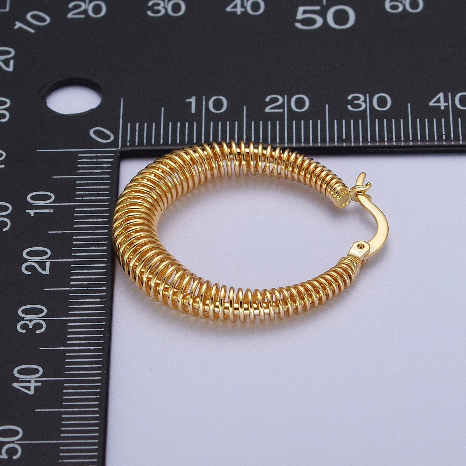 Gold Round Spiral Hoop Earring Statement Hoop Earrings Gold Rhombus Coil Earring G-398 - DLUXCA