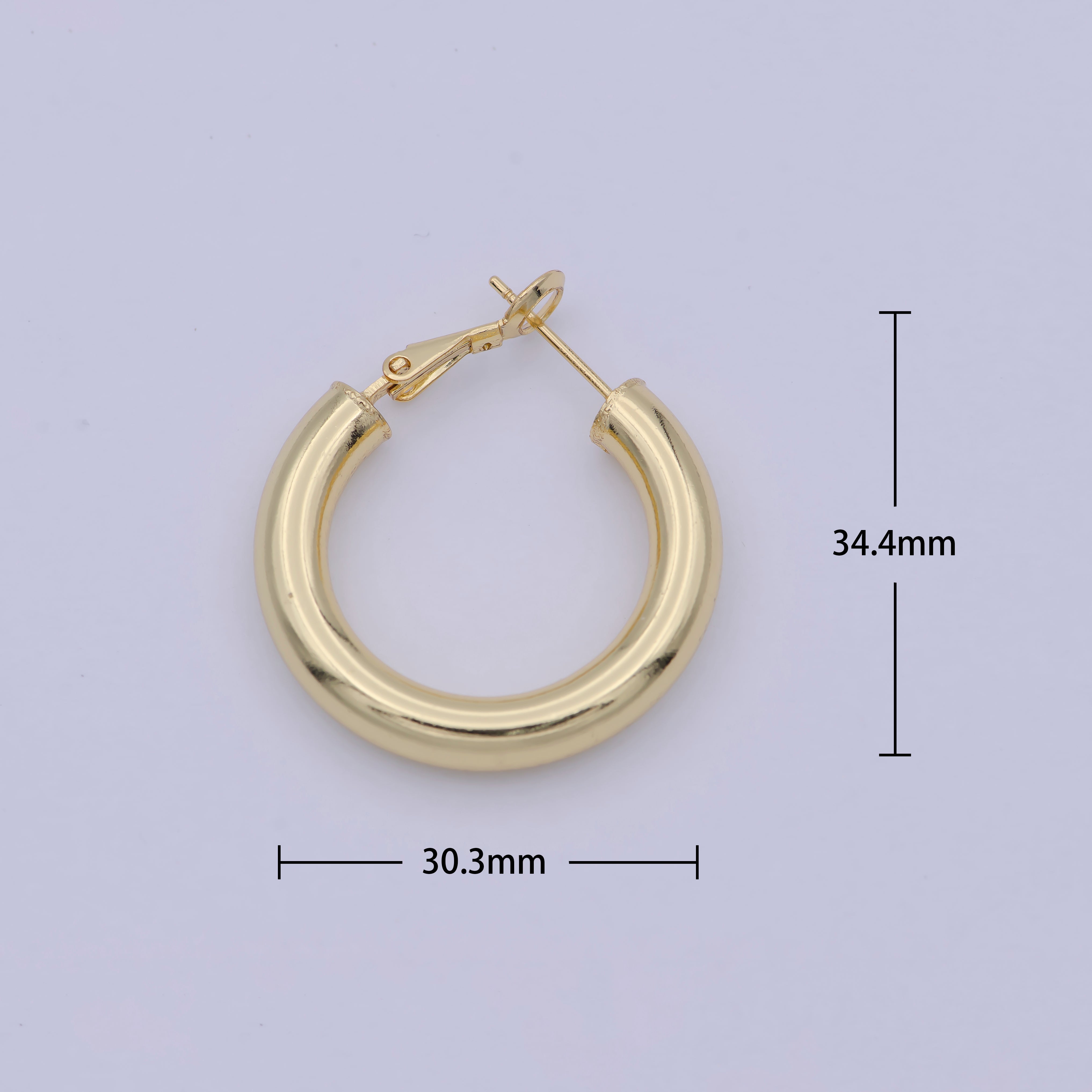 14k Gold Filled Hinged Hoops, Huggie Hoop Earrings, 30mm Tube, Hoop Flex Earrings for Everyday Wear Hypoallergenic - DLUXCA