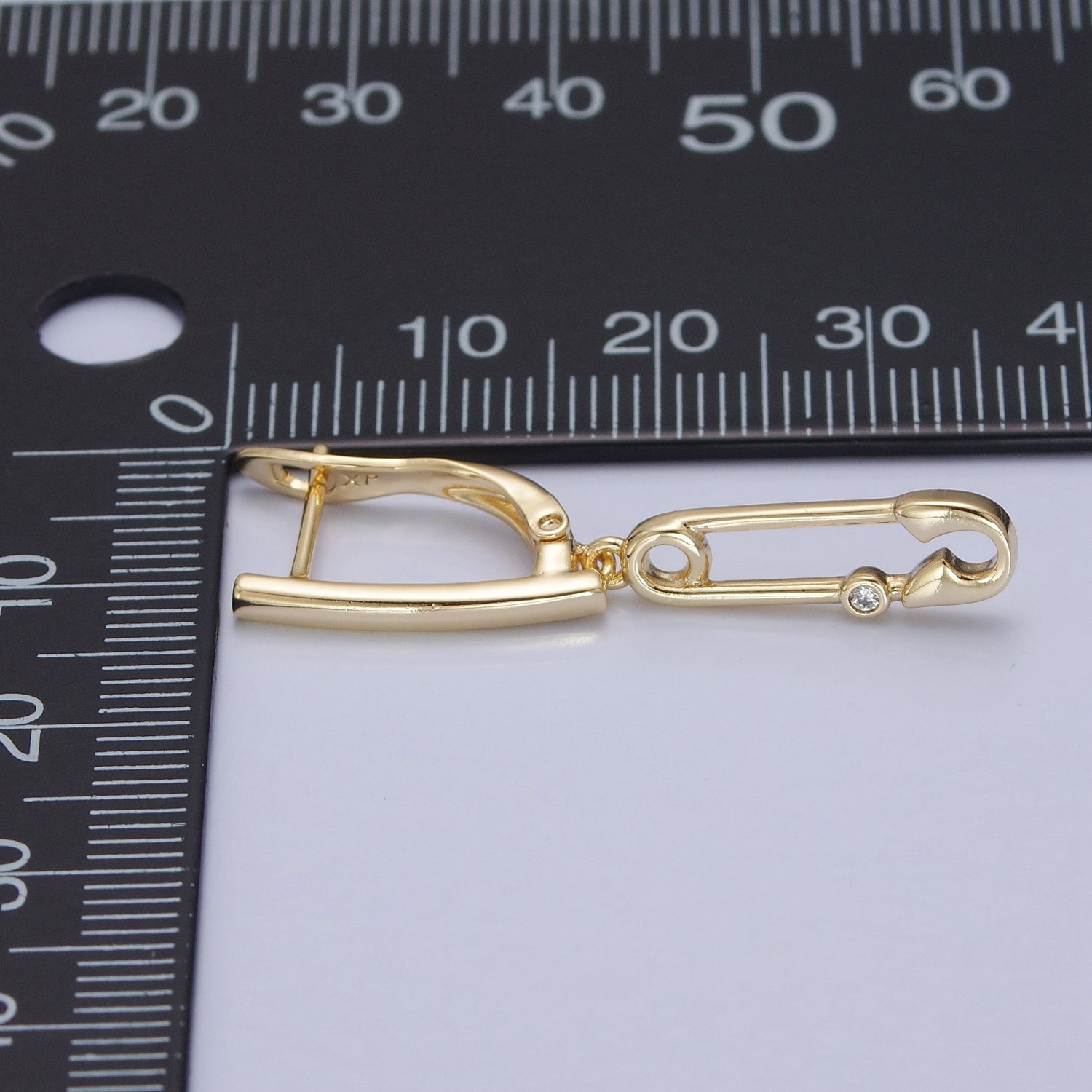 Minimalist 14K Gold Filled Paperclip Charm Drop English Lock Earrings W661 - DLUXCA