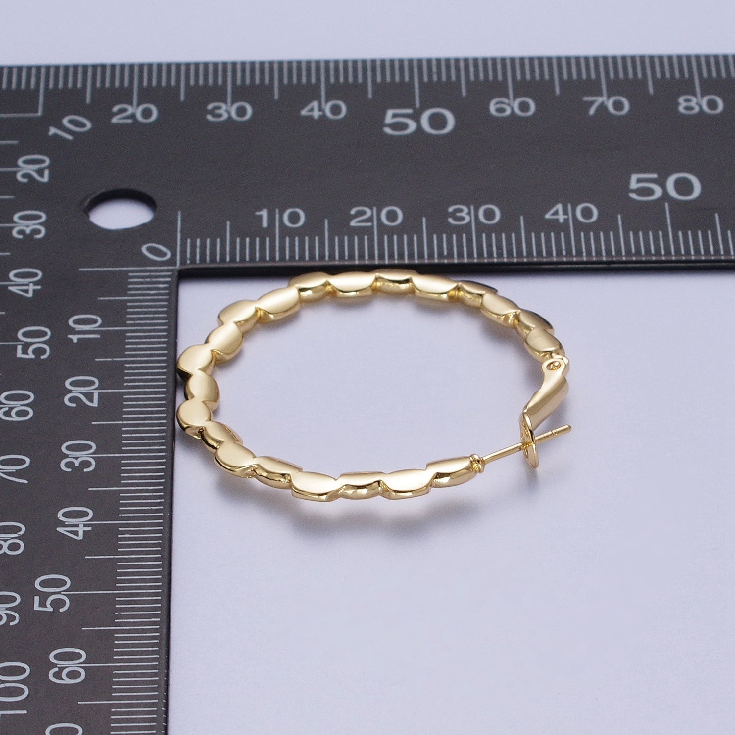 Modern Hoop in Gold Gear Earrings Medium Hoop For Everday Wear Q-085 - DLUXCA