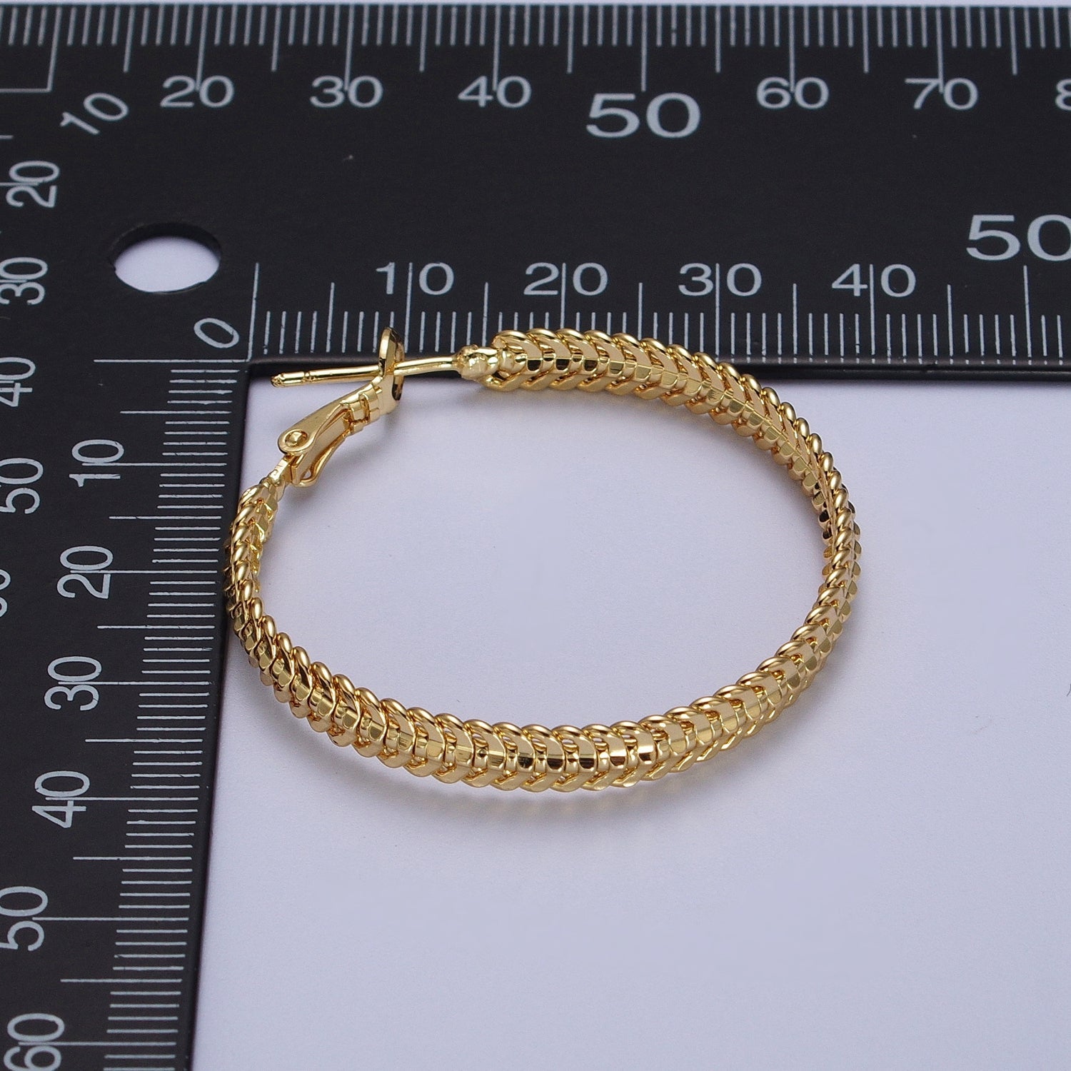 38mm Curb Snake Chain Hoops Stud Latch Statement  Gold, Silver Earrings | Y201 Y202 - DLUXCA