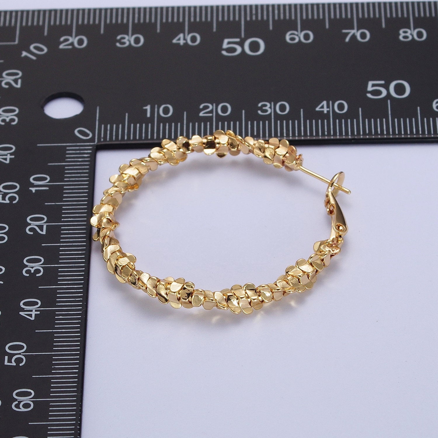 16K Gold Filled Textured Abstract C Shaped Latch Hoops | Q343 - DLUXCA