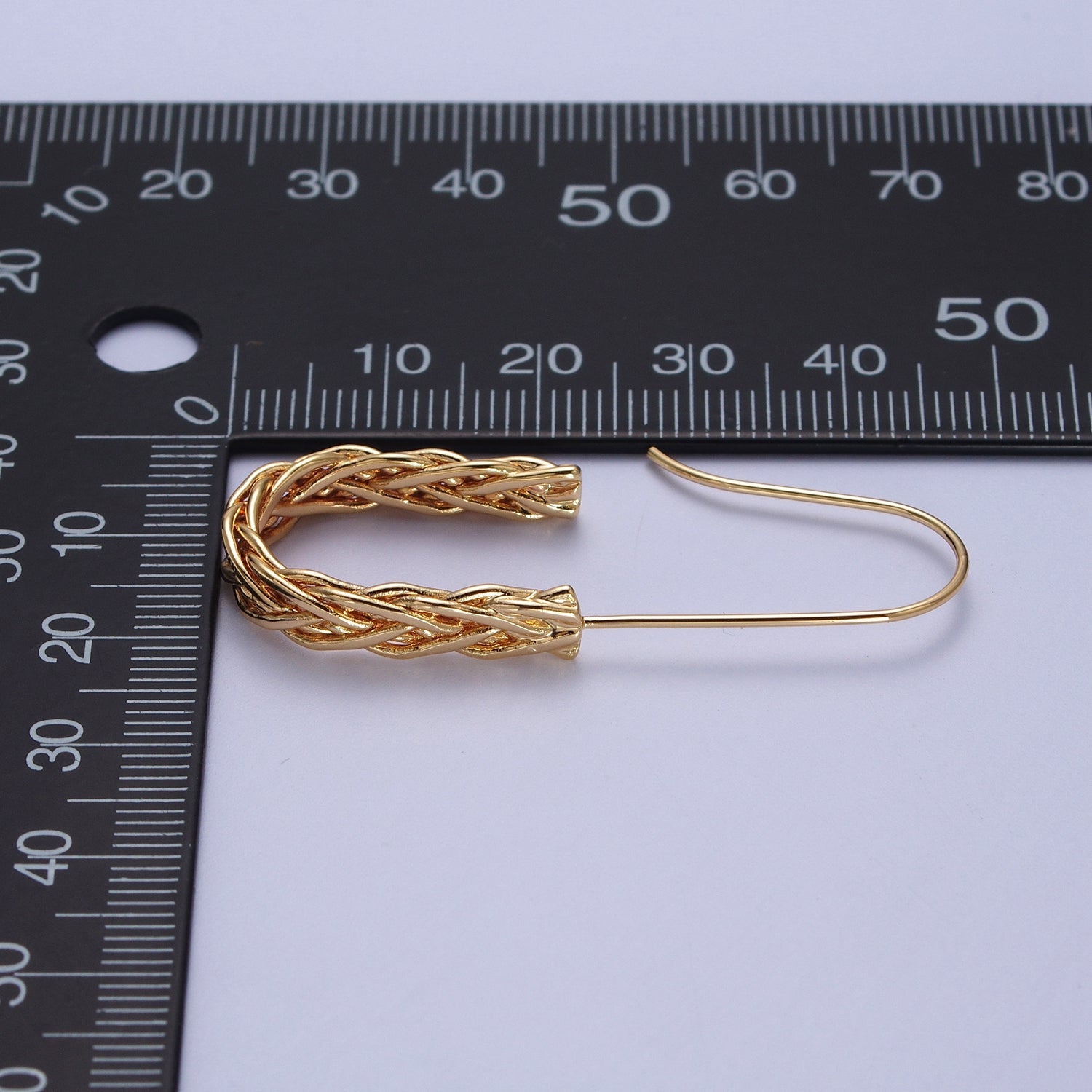 Gold Twisted Crescent U Long French Hook Minimalist Earrings | Y150 - DLUXCA