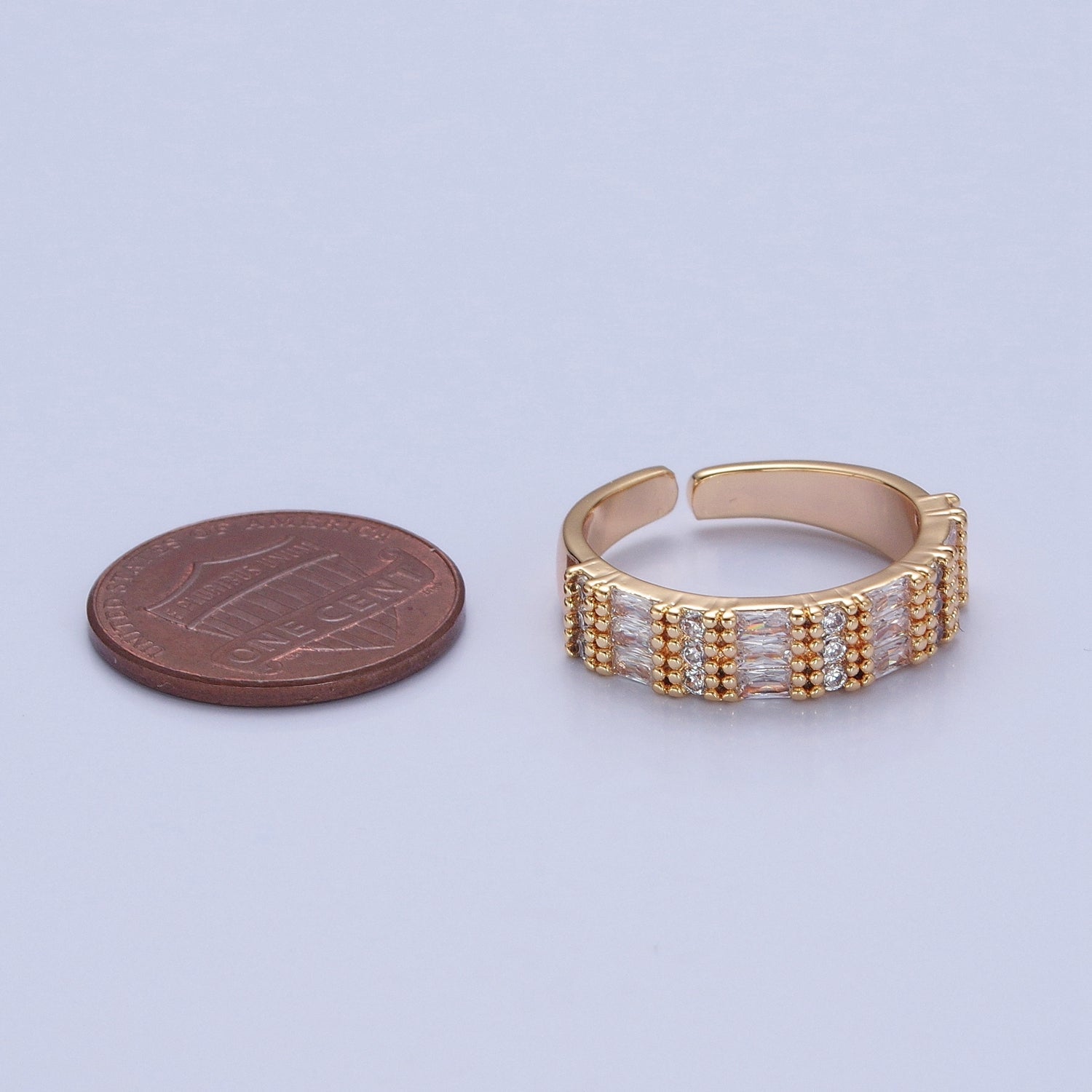 Gold Minimalist Pave Ring Statement Ring Chunky Pave Ring P-272 - DLUXCA