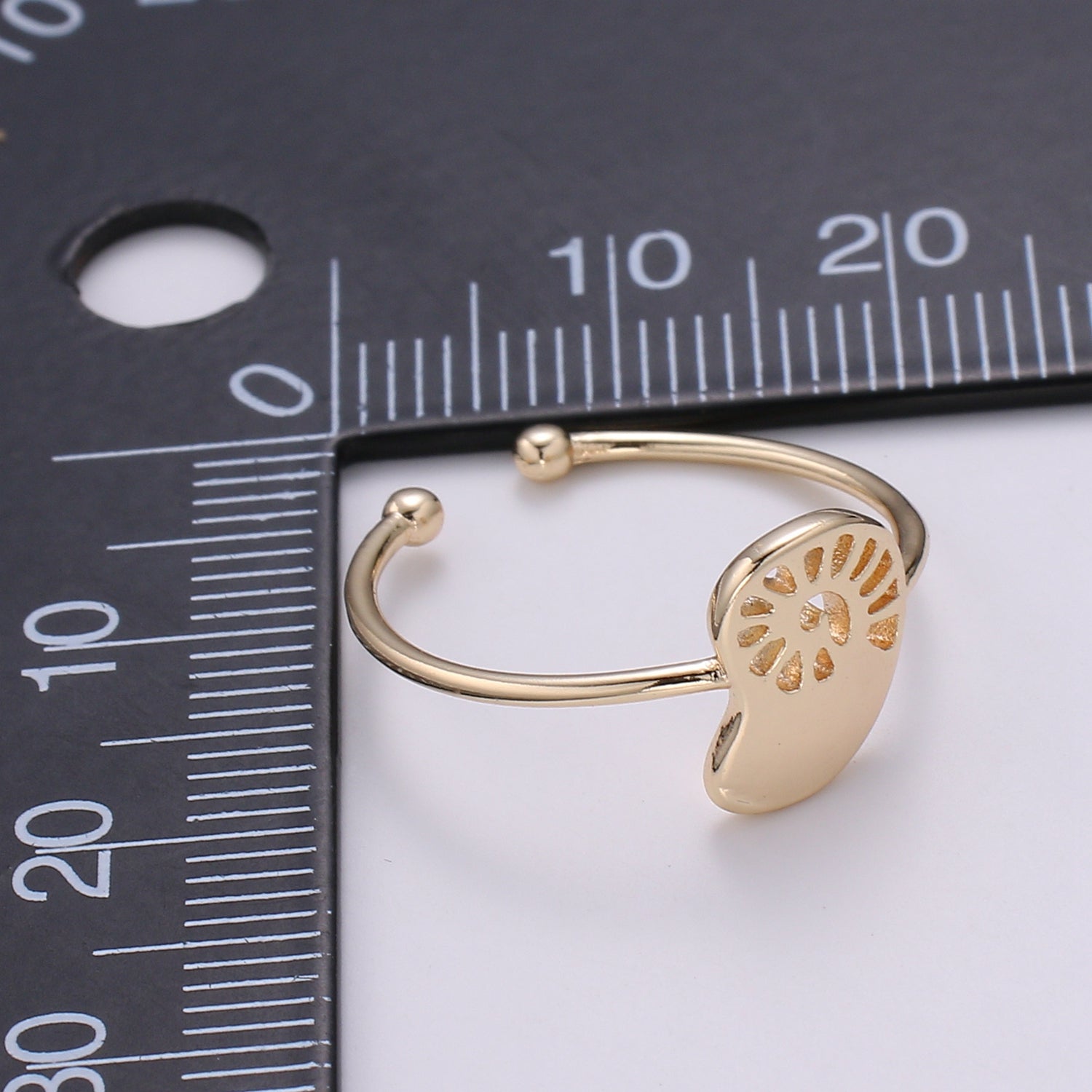 18K Gold Filled Bean Adjustable Ring - R265 - DLUXCA