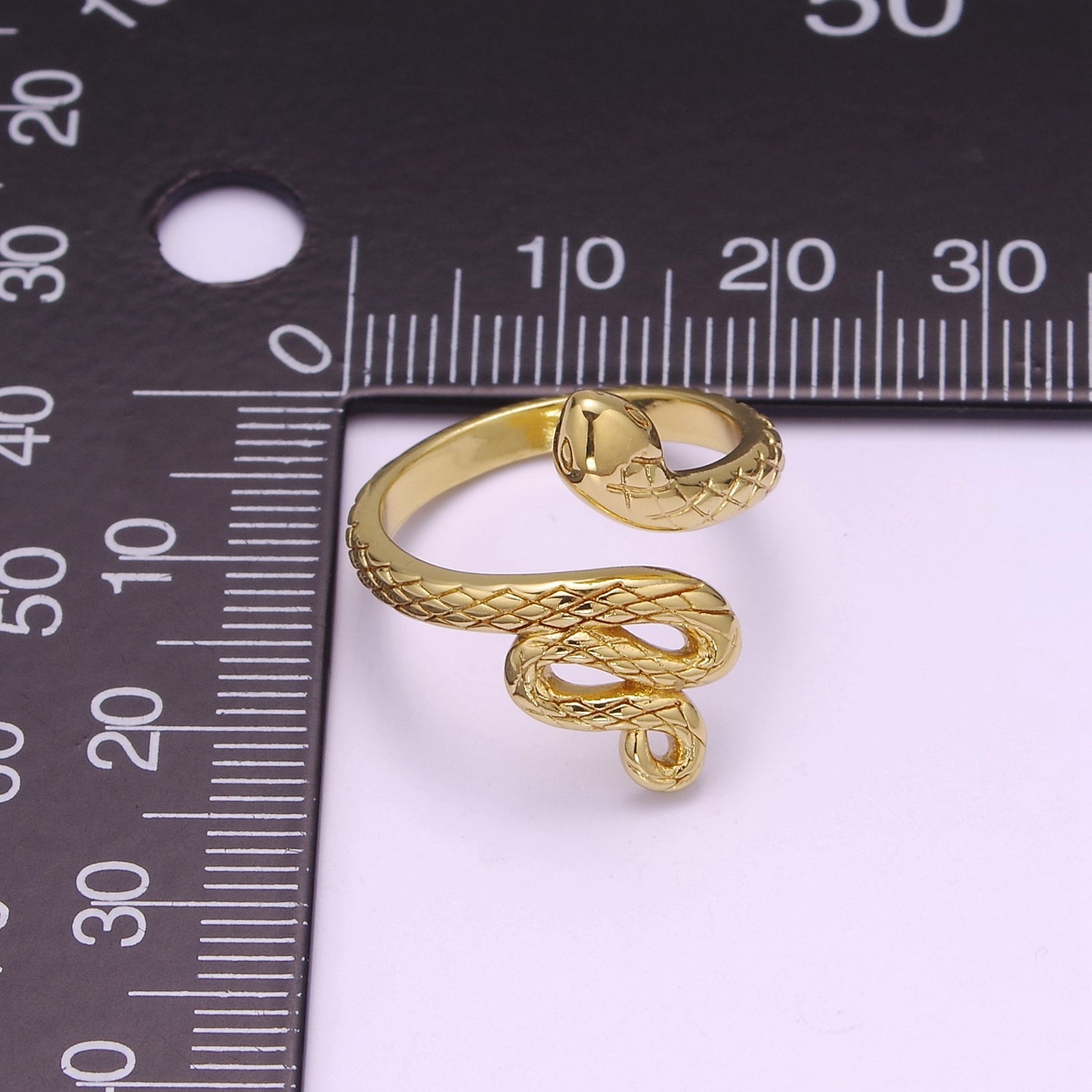 3D Gold snake ring, serpent ring, Statement ring, Gold Open Snake Ring, Twist ring, Stackable ring, Animal ring US Size 5 O321 - DLUXCA