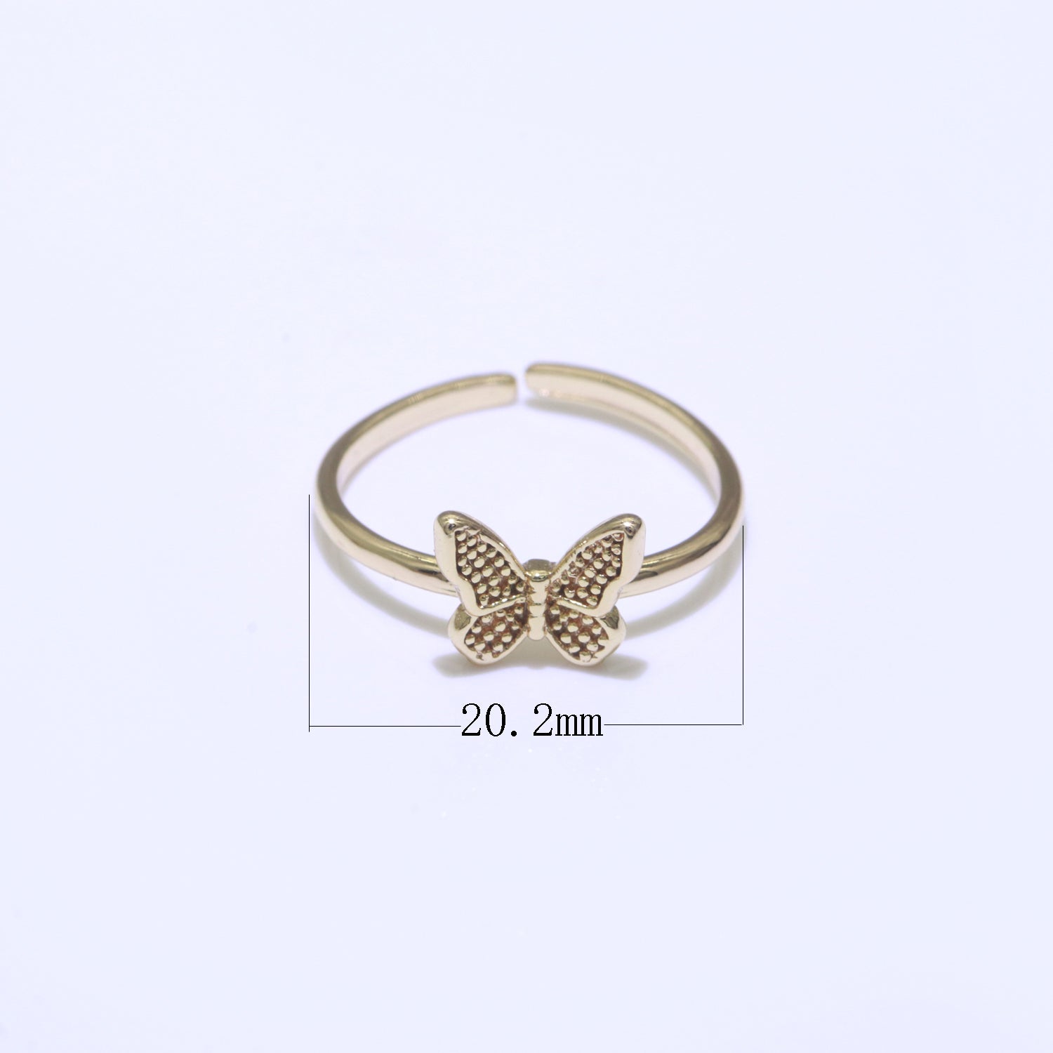 Dainty Butterfly Ring, Mariposa Ring, Adjustable Gold Open Adjustable Clear Cz Ring - DLUXCA