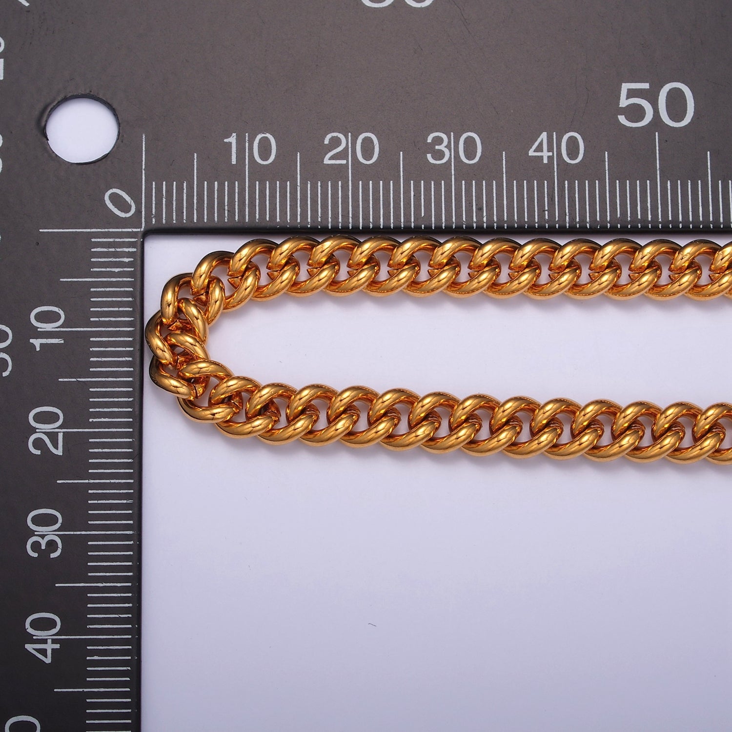 Thick Curb Link Unfinished Chain, 6mm 24k Gold Filled Chain 19.5 inch long V-034 - DLUXCA
