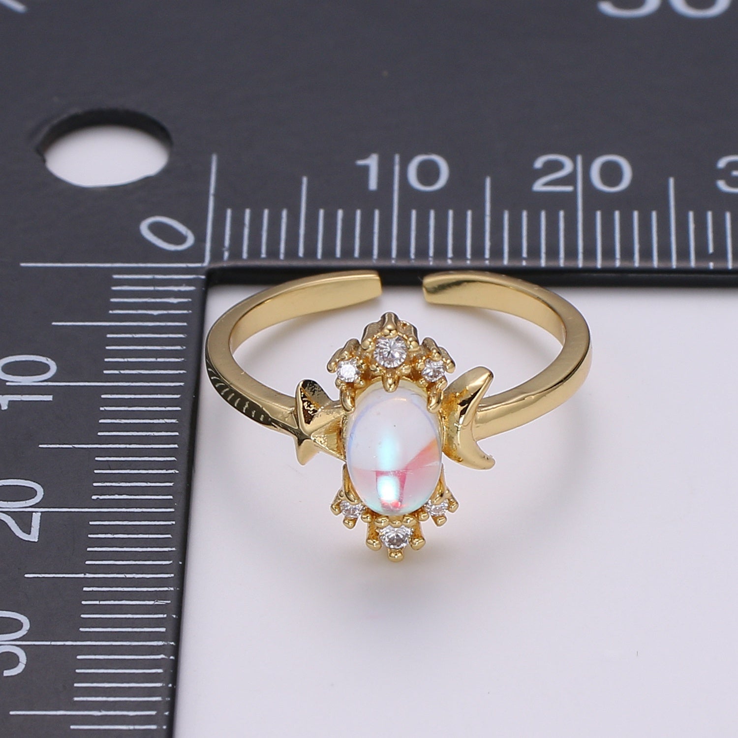 Dainty Monstone Ring Celestial Ring Minimalist Crystal Ring Statement Ring Adjustable Ring Stacking Ring Girlfriend Gift - DLUXCA
