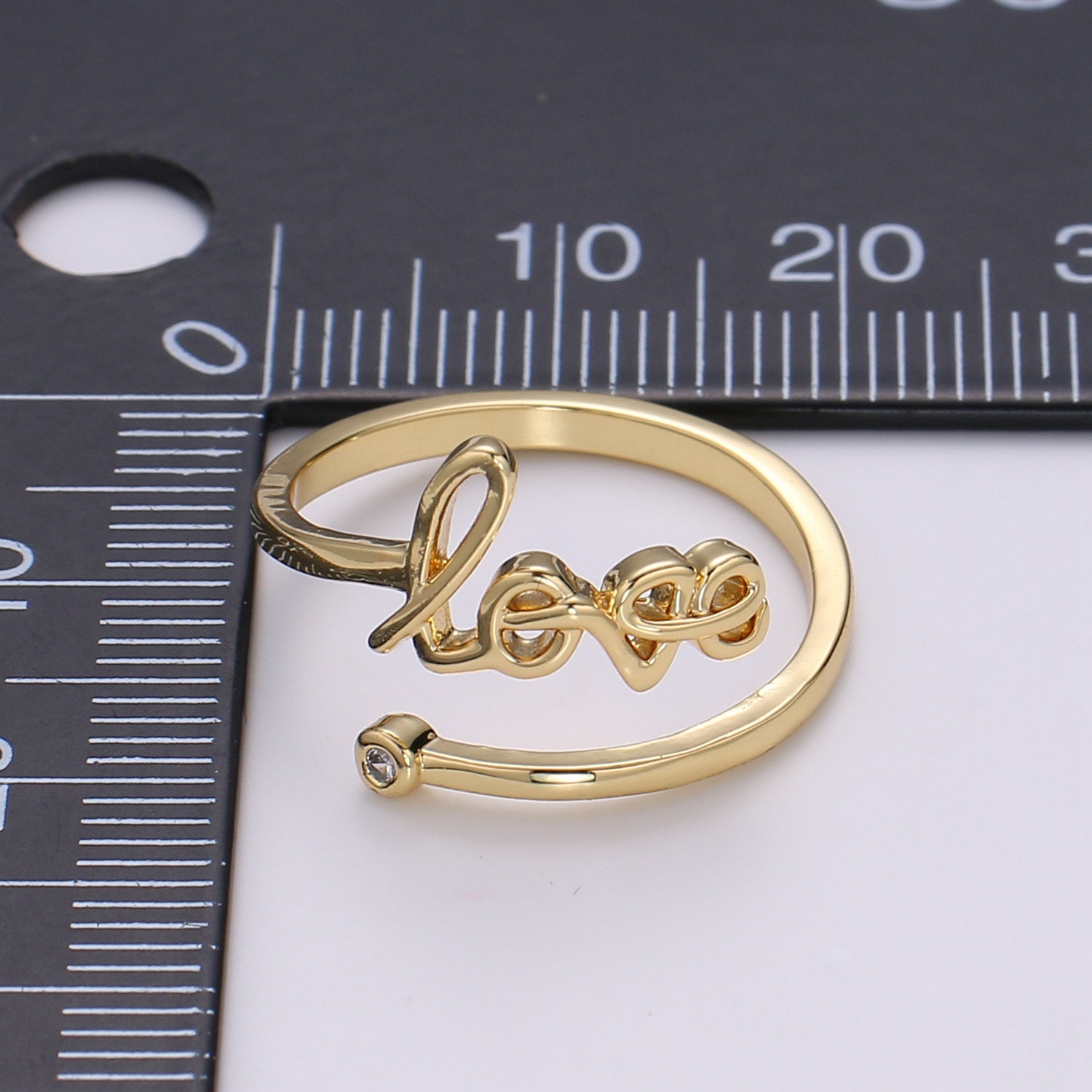 24k Gold Filled Adjustable Open Ring Love Ring Word Ring Relationship Gift Promise Ring Trendy For Jewelry Making Supplies - DLUXCA