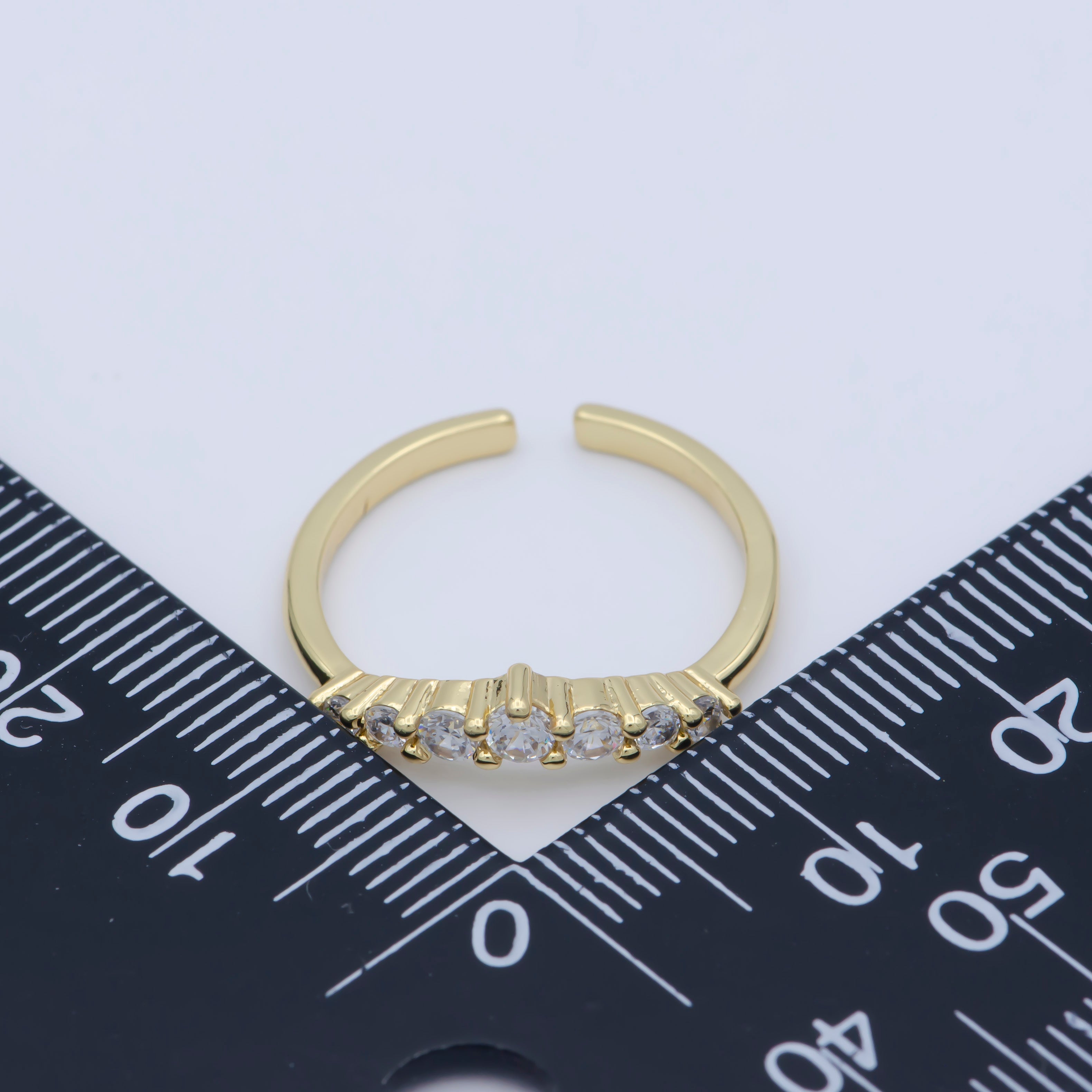 Dainty Clear Cz Stone Stackable Open Adjustable Ring in 18k Gold Filled Minimalist jewelry - DLUXCA