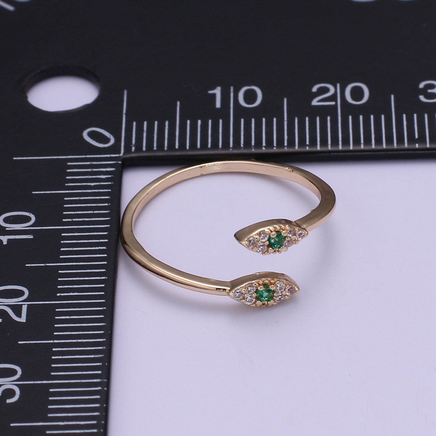 1pc End-to-end Crystal Eye on Golden Circle Ring CZ Gold Filled Geometric Casual Ring Jewelry P478 - DLUXCA