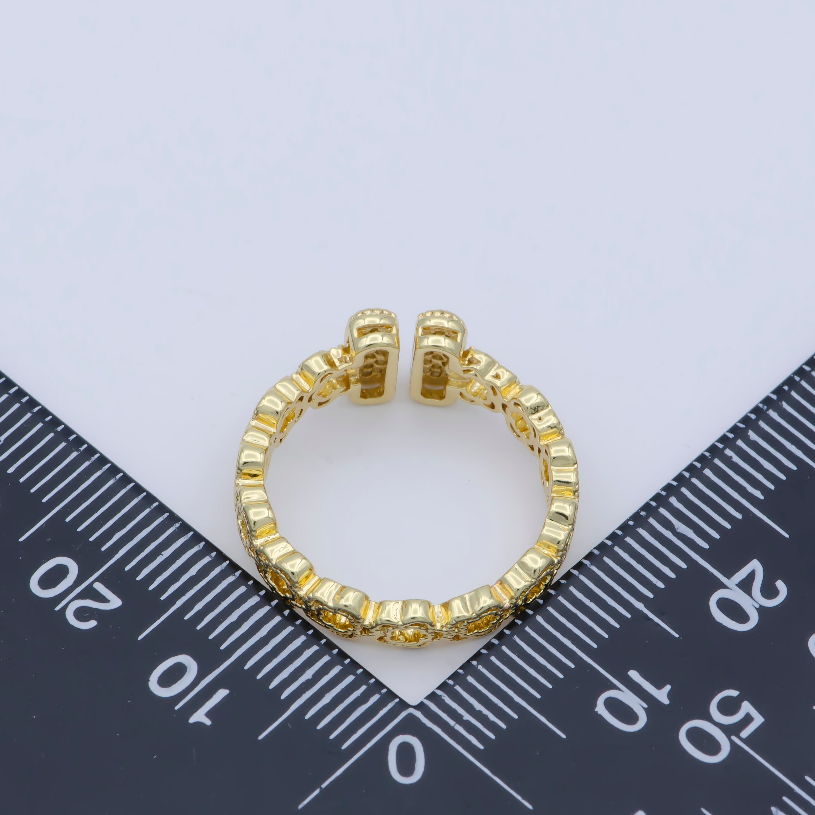 Dainty open ring, gold bar ring, open bar ring, T ring Cz minimalist jewelry Open Adjustable Ring - DLUXCA