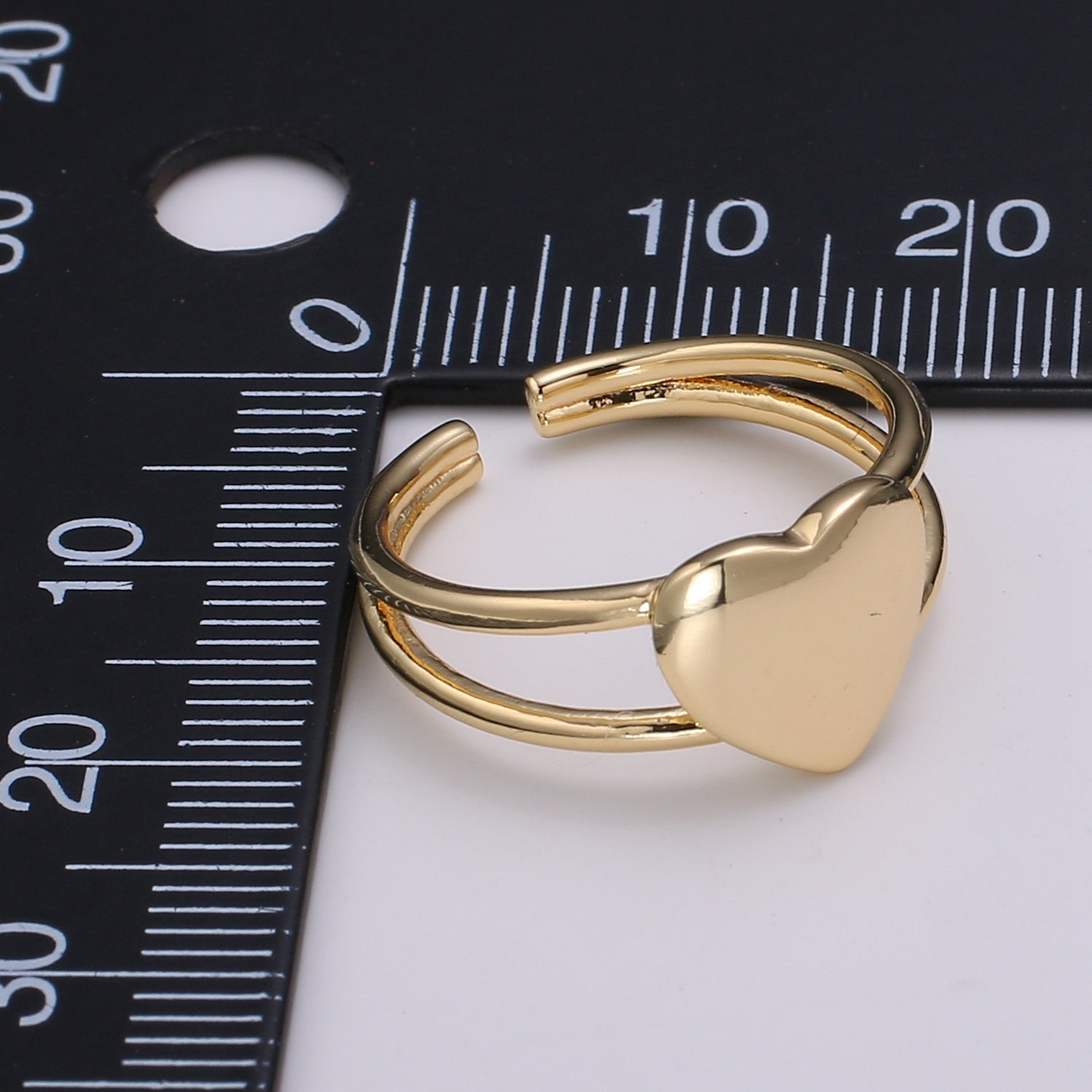 1pc Heart 24k Gold Ring, Adjustable Gold Curb Ring, Simple Heart Ring, Valentine Ring R454 - DLUXCA