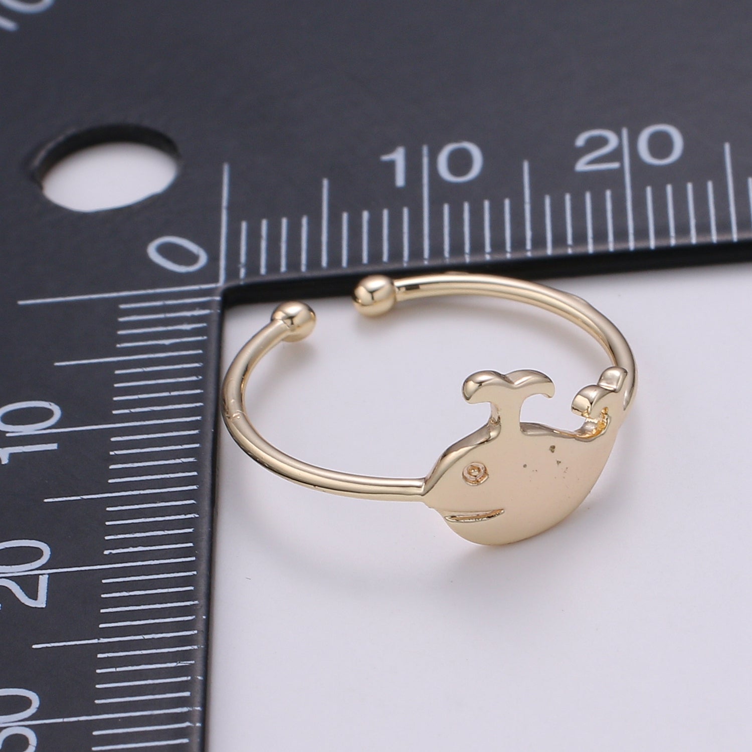 1pc Whale 18k Gold Ring, Adjustable Gold Curb Ring, Under the sea Ocean Life Ring, The Animal R 267 - DLUXCA