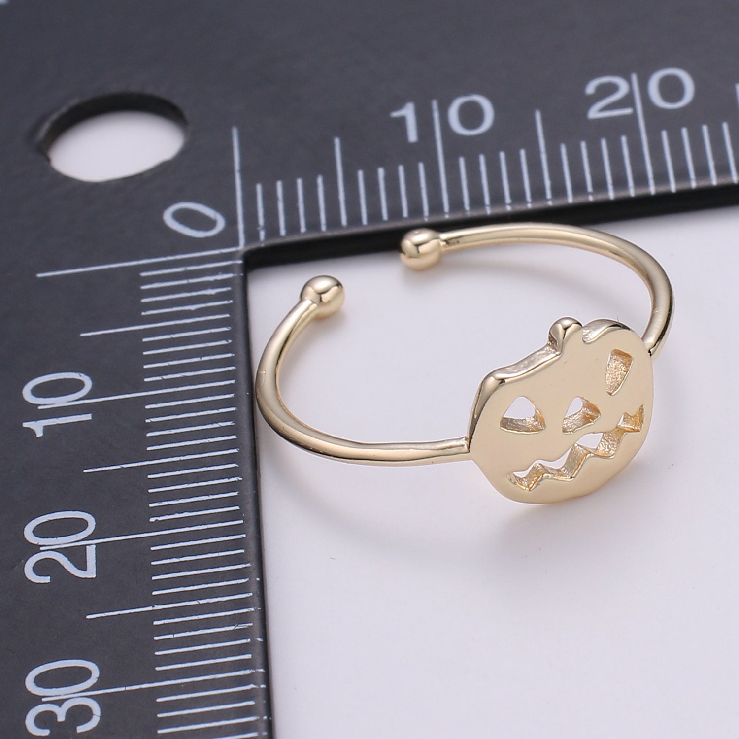 Halloween Pumpkin Gold Filled Adjustable Ring - R256 - DLUXCA