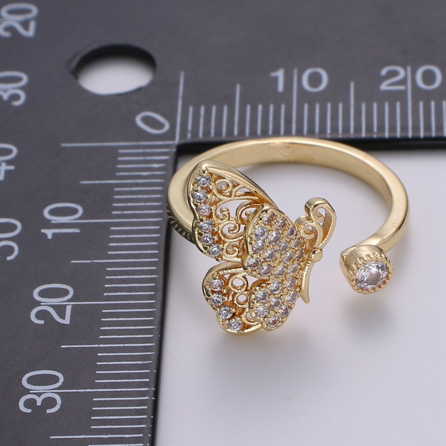 Elegant 18K Gold Filled Butterfly Adjustable Ring - O359 - DLUXCA