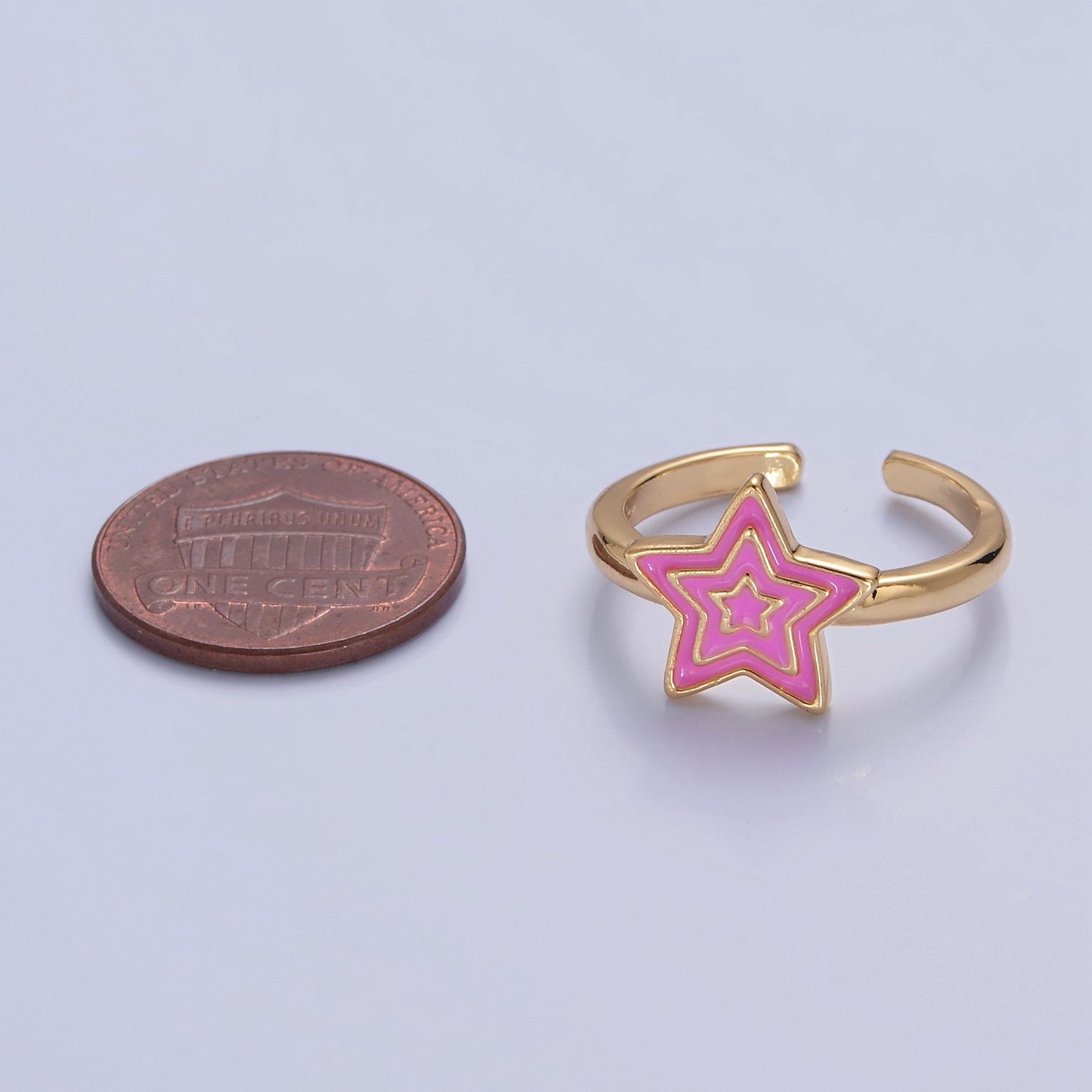 Kawaii Star Ring for Kids Jewelry Open Adjustable Ring V-452 V-453 V-454 - DLUXCA