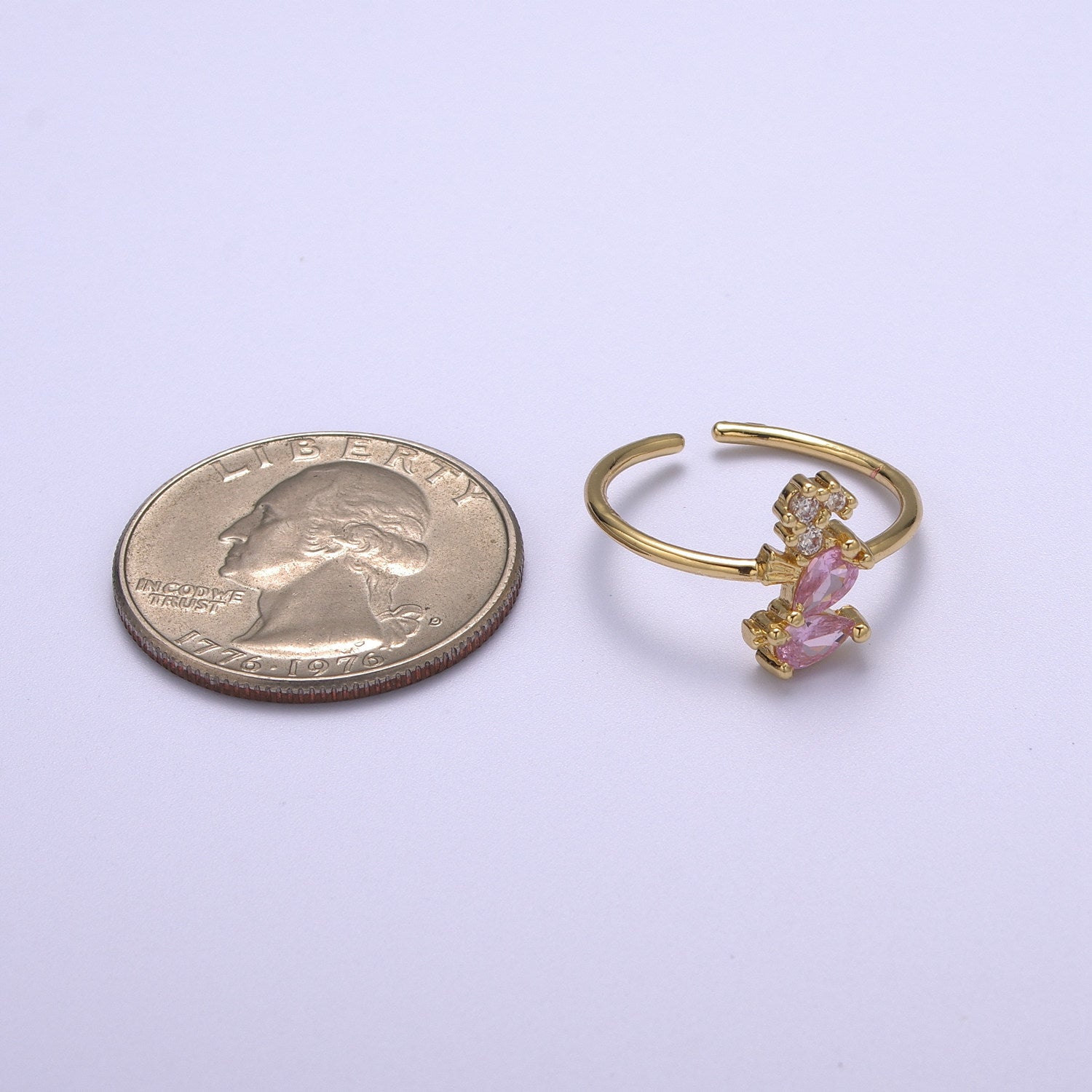 Dainty Gold Sea Horse ring, Gold Mini Animal Ring, Dainty Stackable Rings, Open Adjustable Ring CZ Under The Sea Inspired - DLUXCA