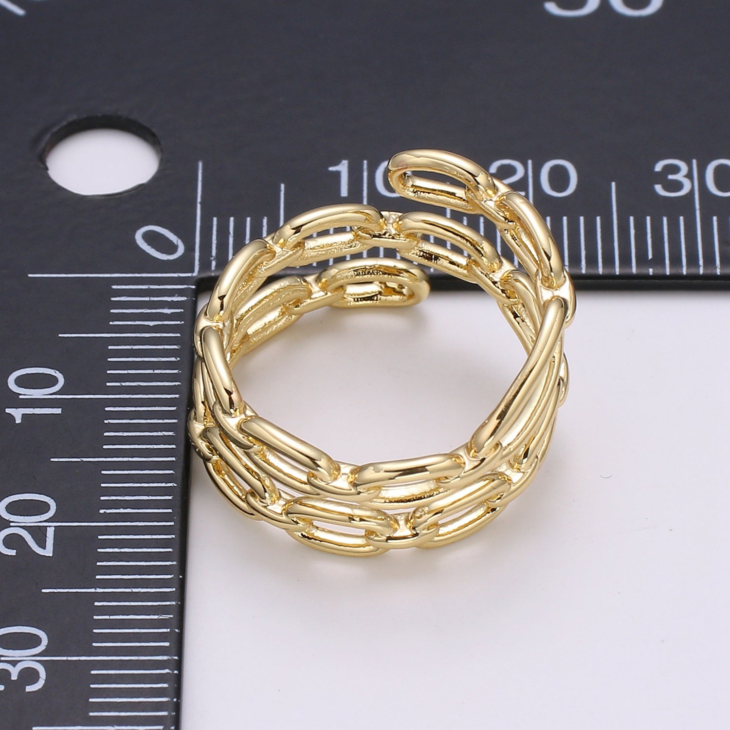 14k Gold Filled Chain Ring, Gold Stacking Ring, Thick Chain Ring, Cable Chain Ring, Statement Ring, Gold Link Ring for Minimalist Jewelry - DLUXCA