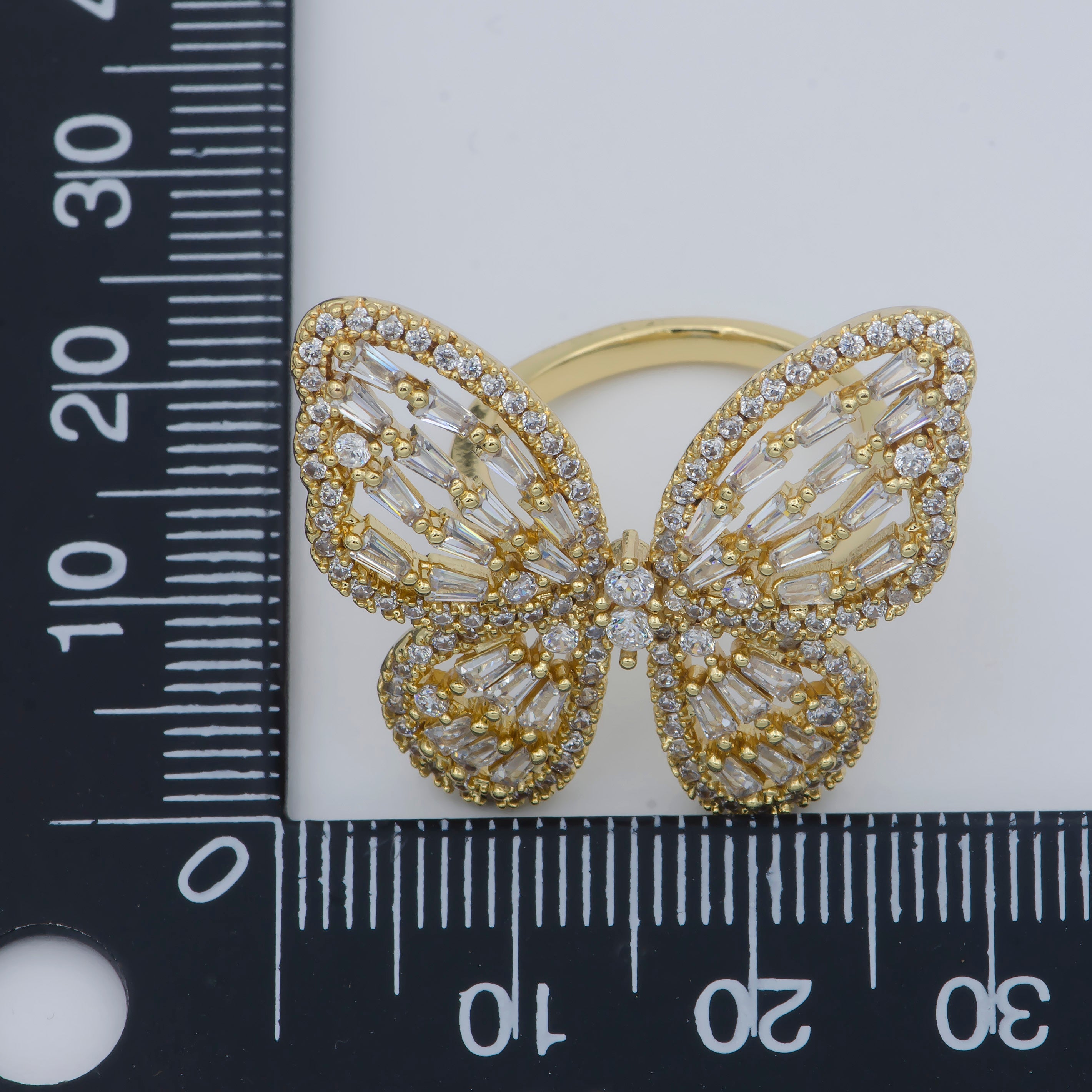 Gold butterfly ring, Open Adjustable butterfly ring, statement Jewelry with Cubic Zirconia Ring Mariposa Jewelry Inspired - DLUXCA