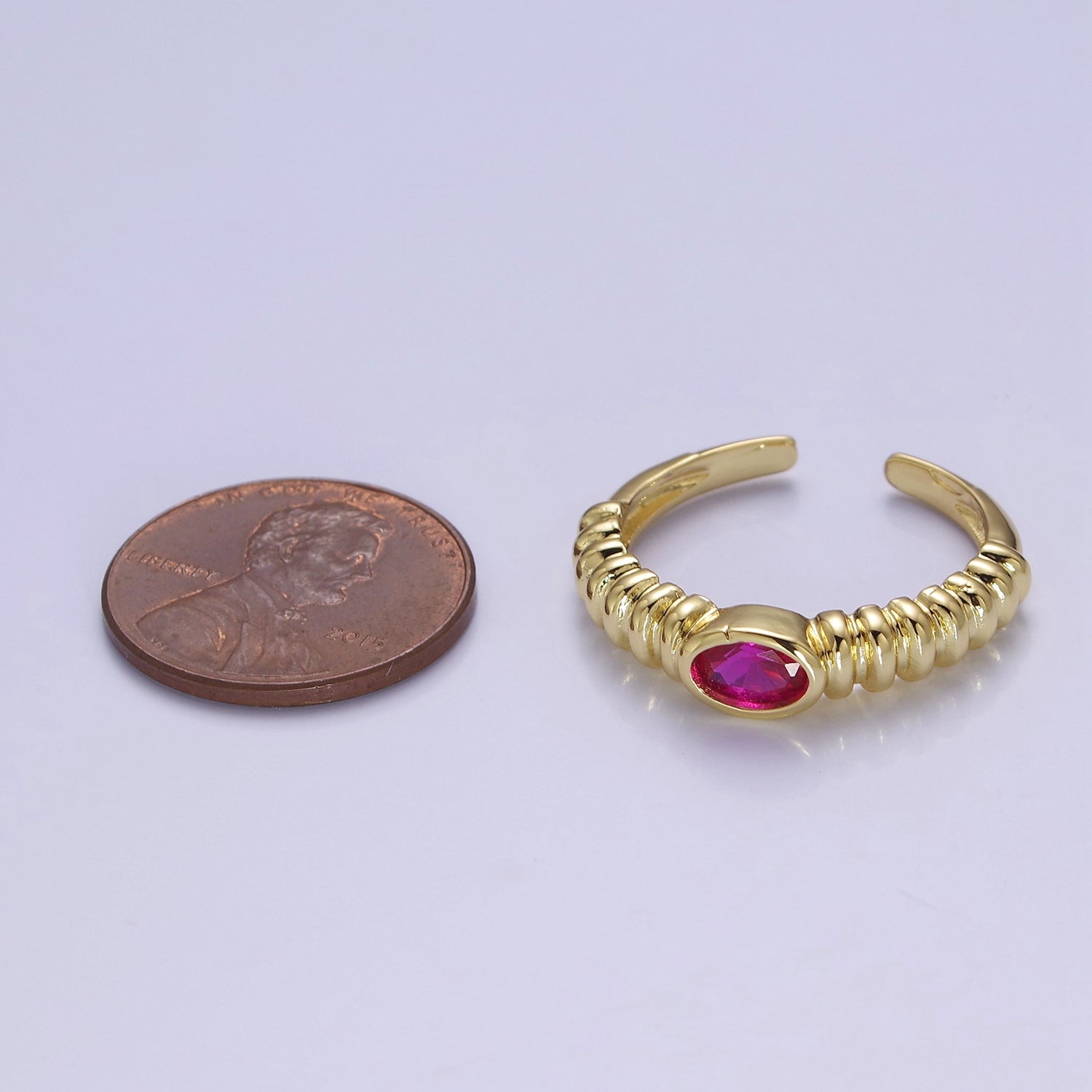 Minimalist Fuchsia Ring Open Adjustable Ring V-338 - DLUXCA